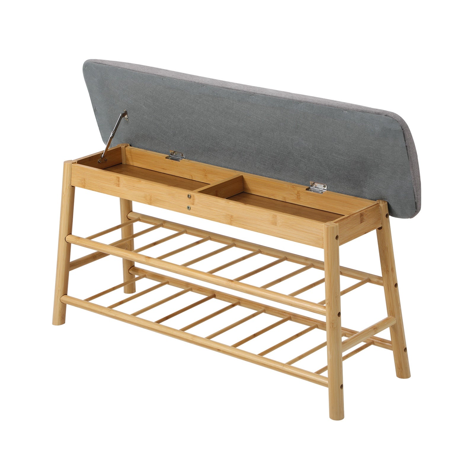 Oikiture Shoe Storage Bench Bamboo Shoes Rack Cabinet Shelf Organiser Stool 90cm - Sunyee