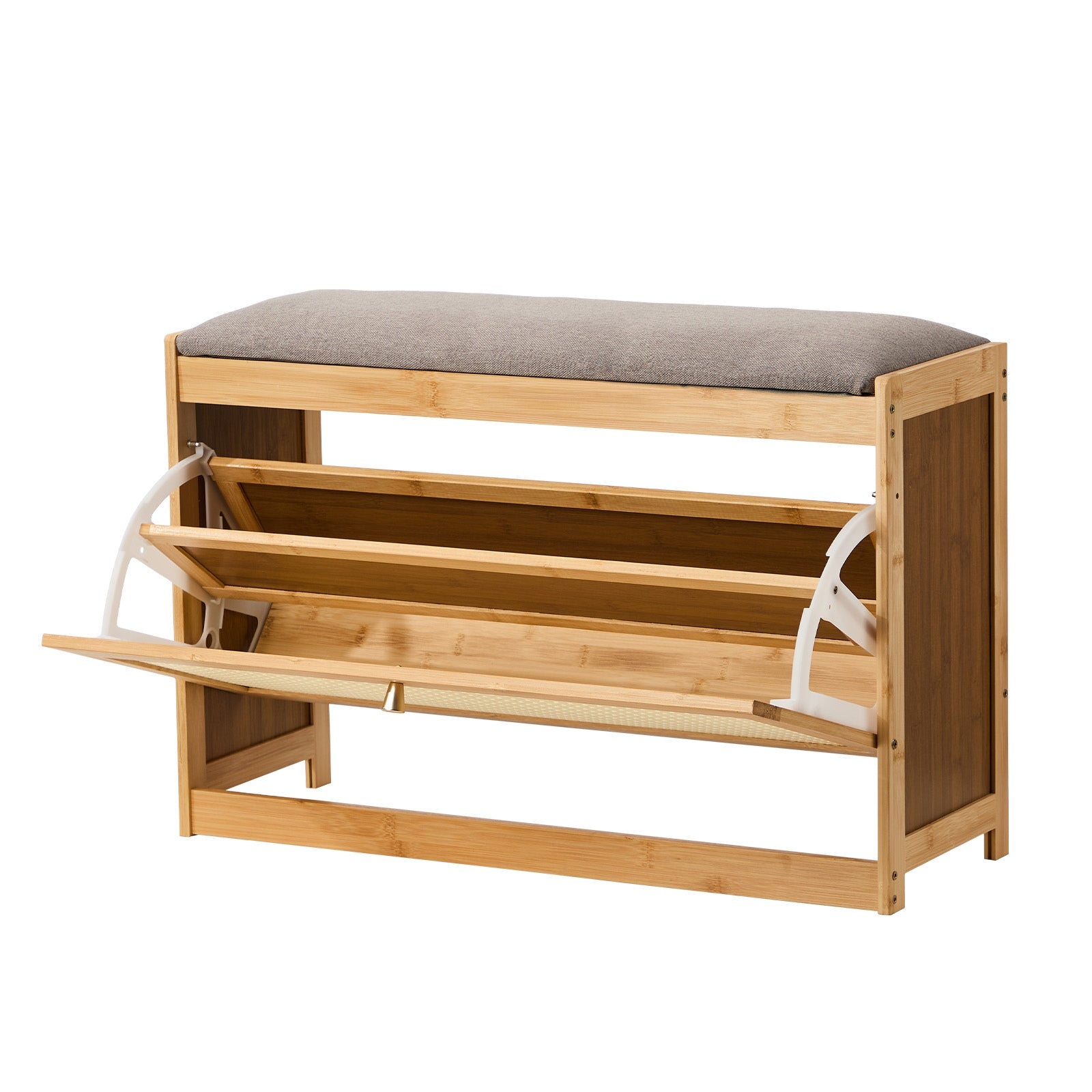 Oikiture Shoe Storage Bench Bamboo 2 in 1 Organiser Shelf with Seat 70cm - Sunyee