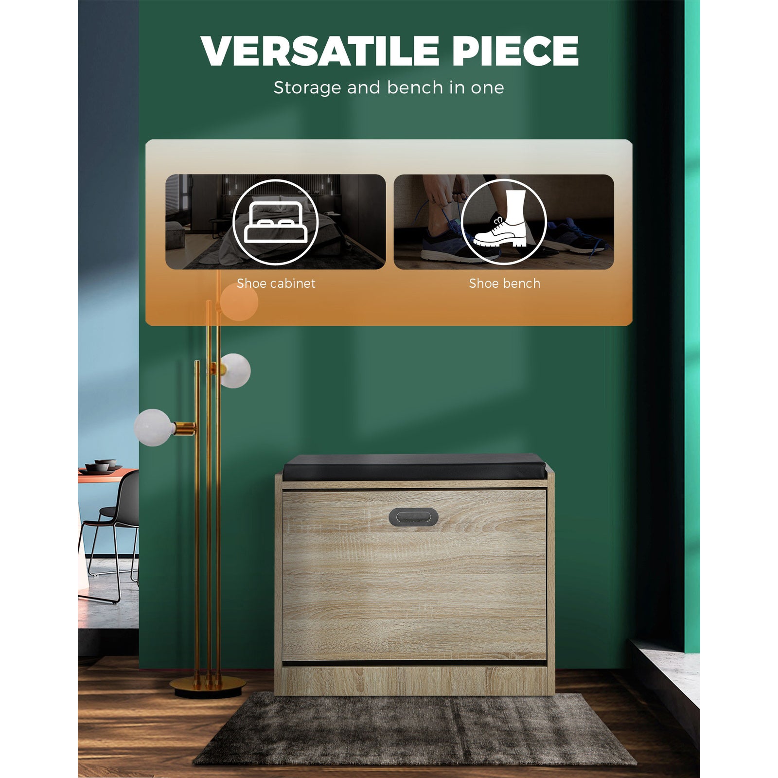 Oikiture Shoe Cabinet Bench Shoes Storage Organiser Cupboard Wooden - Sunyee