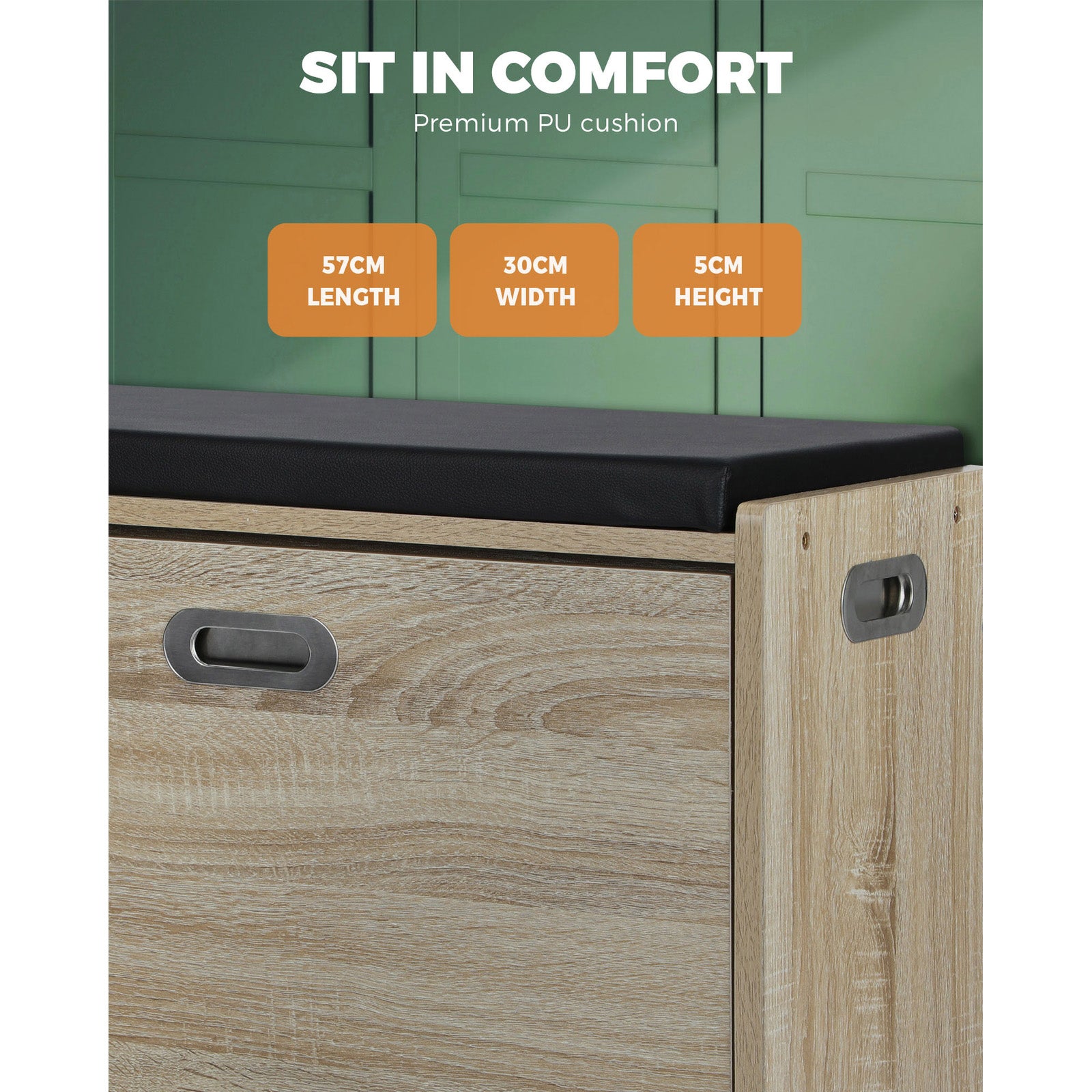 Oikiture Shoe Cabinet Bench Shoes Storage Organiser Cupboard Wooden - Sunyee