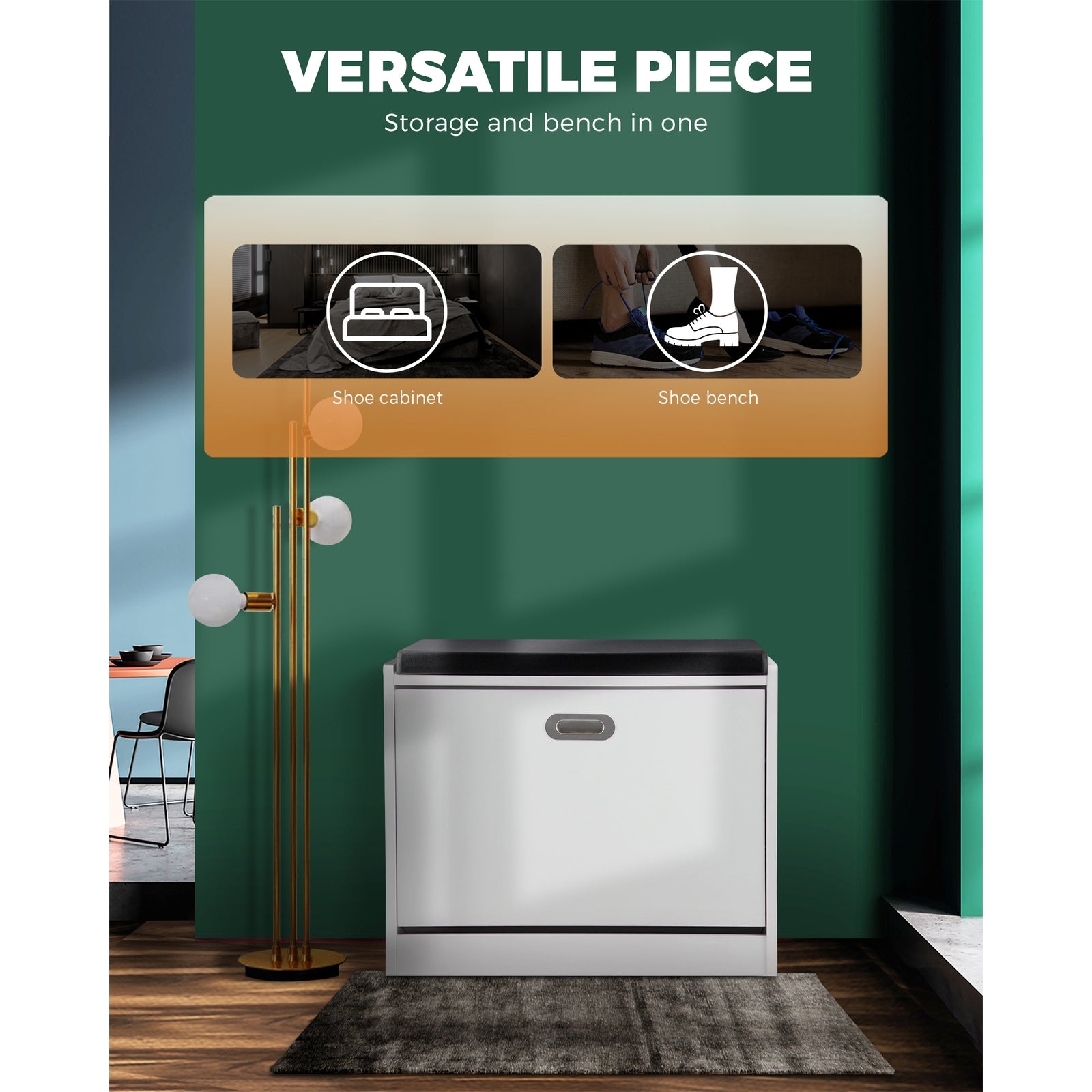 Oikiture Shoe Cabinet Bench Shoes Storage Cupboard Footwear Stand White - Sunyee