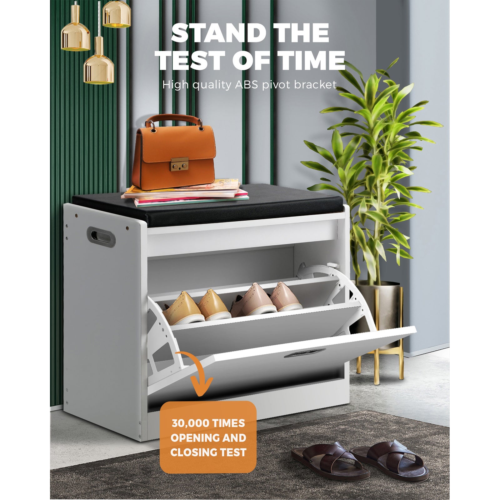 Oikiture Shoe Cabinet Bench Shoes Storage Cupboard Footwear Stand White - Sunyee