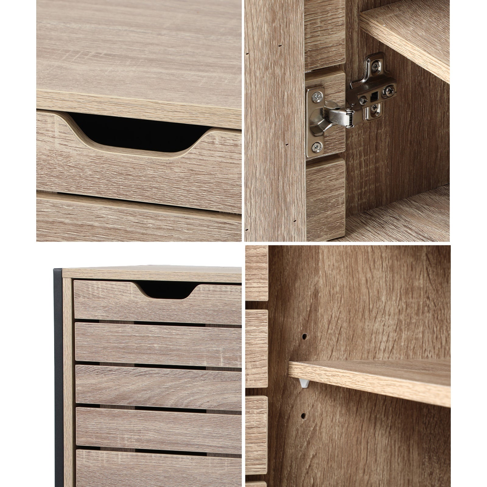 Oikiture Shoe Rack Shoes Storage Cabinet Organiser Shelf 2 Doors Brown - Sunyee