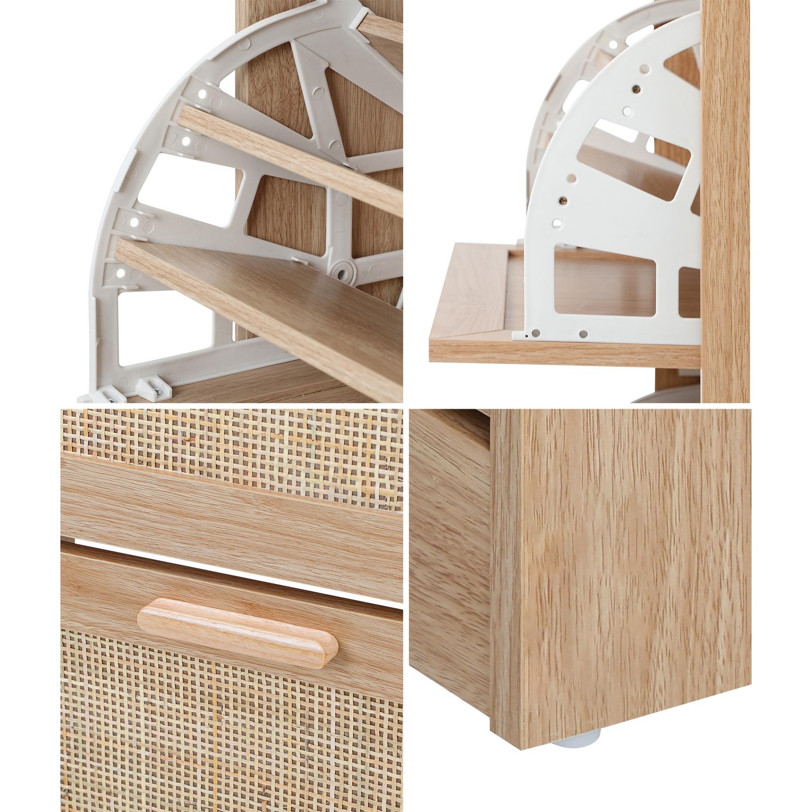 Oikiture Shoe Cabinet Storage 3 Doors Shoes Rack Organiser Rattan Shelf 45 Pairs - Sunyee