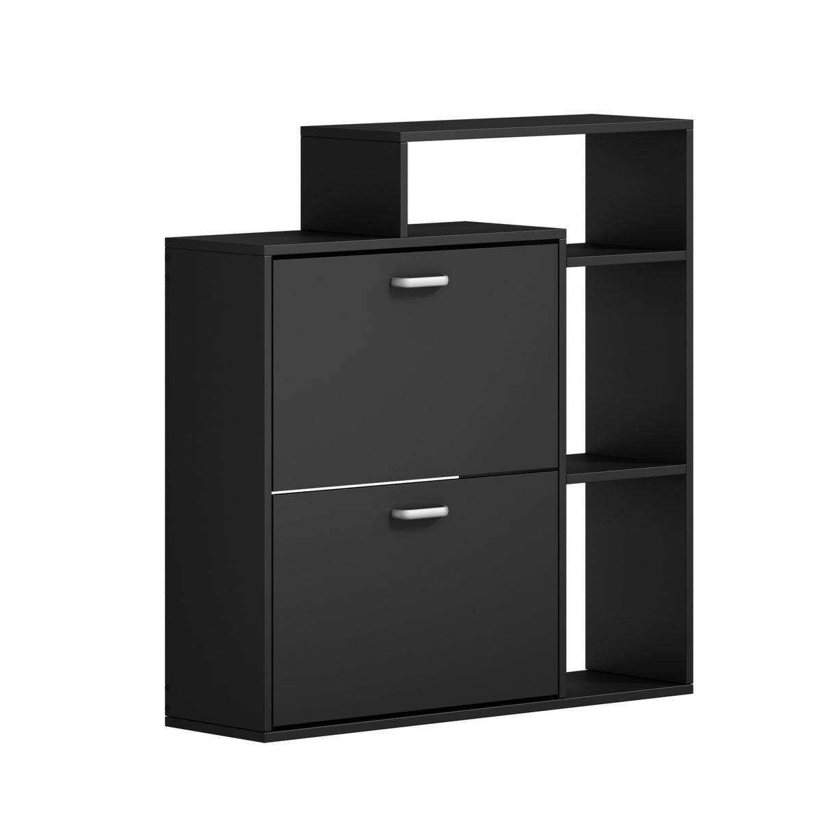 Oikiture Shoe Cabinet Storage 2 Doors Shoes Rack Display Wooden Shelves Black - Sunyee