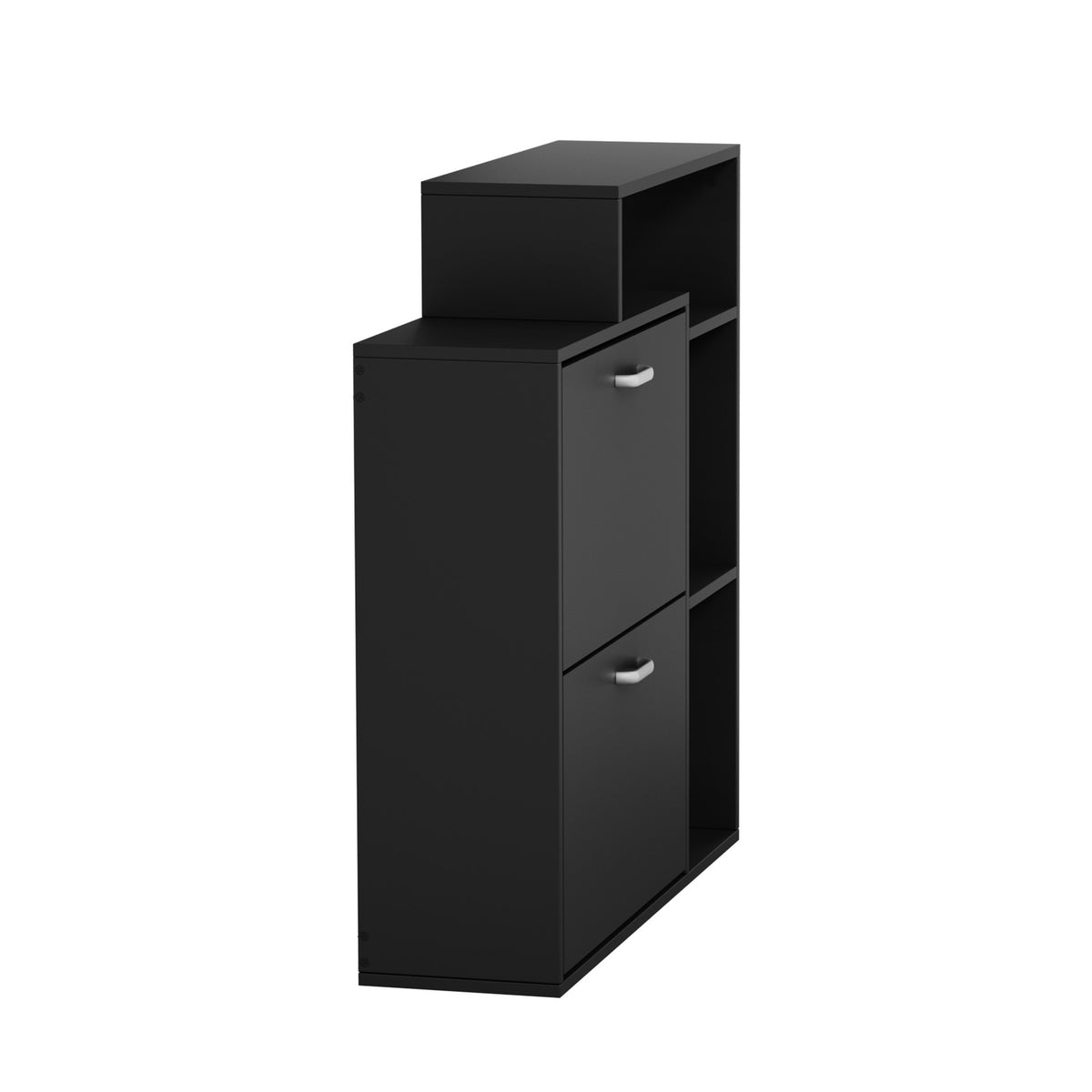 Oikiture Shoe Cabinet Storage 2 Doors Shoes Rack Display Wooden Shelves Black - Sunyee