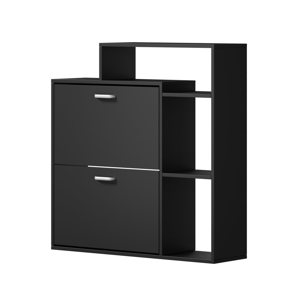 Oikiture Shoe Cabinet Storage 2 Doors Shoes Rack Display Wooden Shelves Black - Sunyee