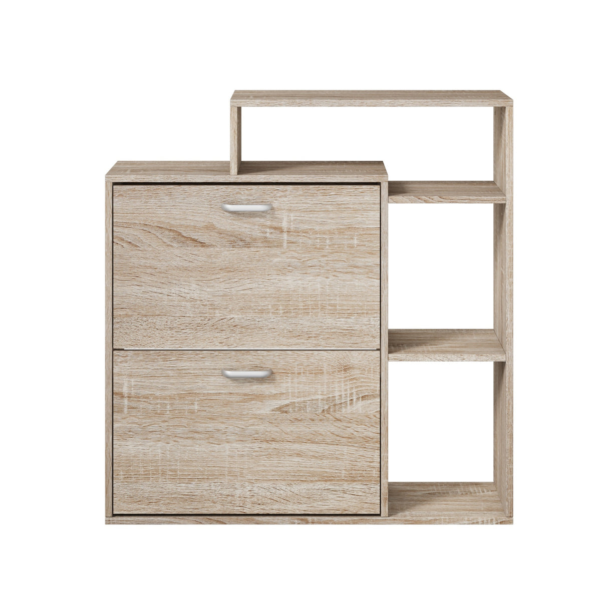 Oikiture Shoe Cabinet Storage 2 Doors Shoes Rack Display Wooden with Shelves - Sunyee