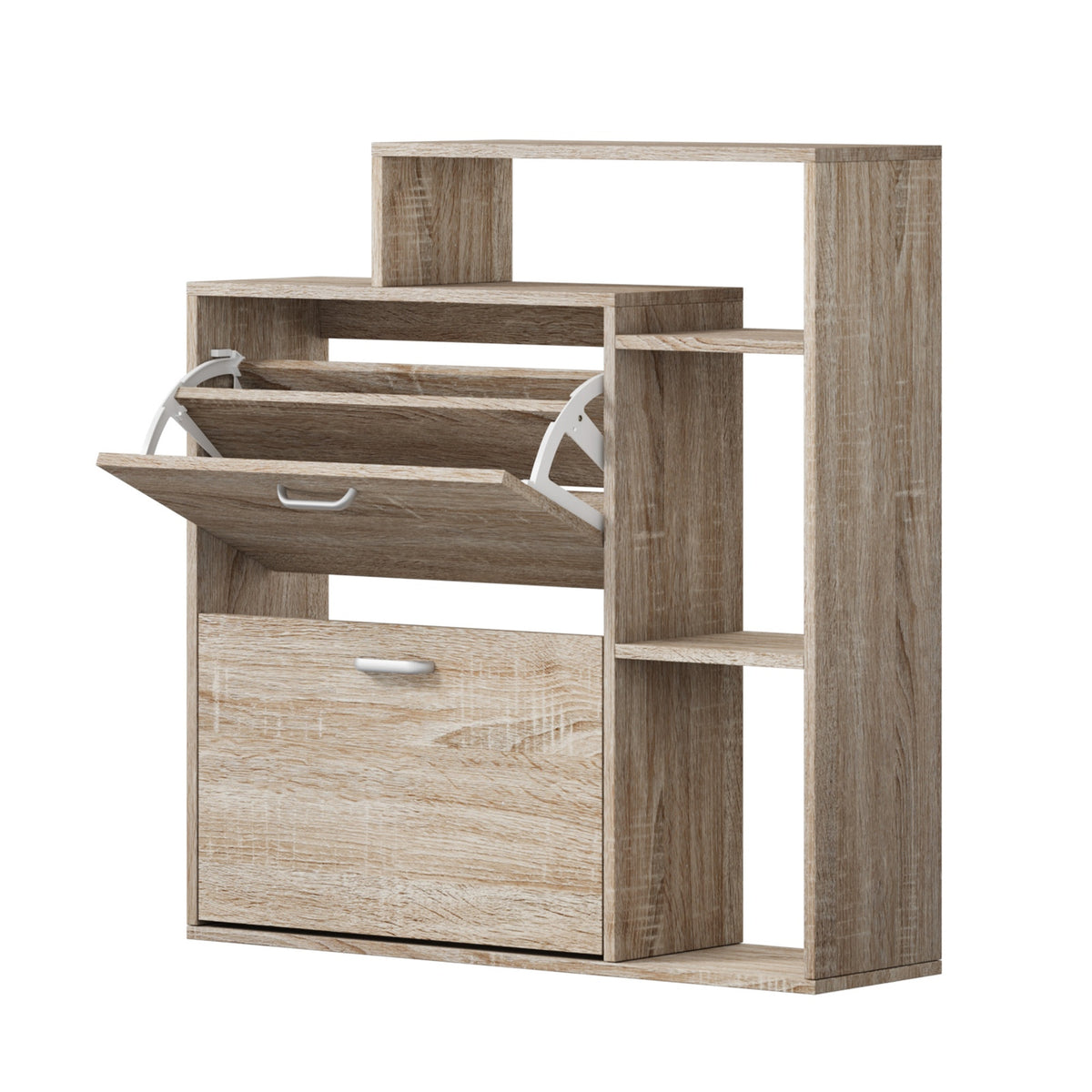 Oikiture Shoe Cabinet Storage 2 Doors Shoes Rack Display Wooden with Shelves - Sunyee