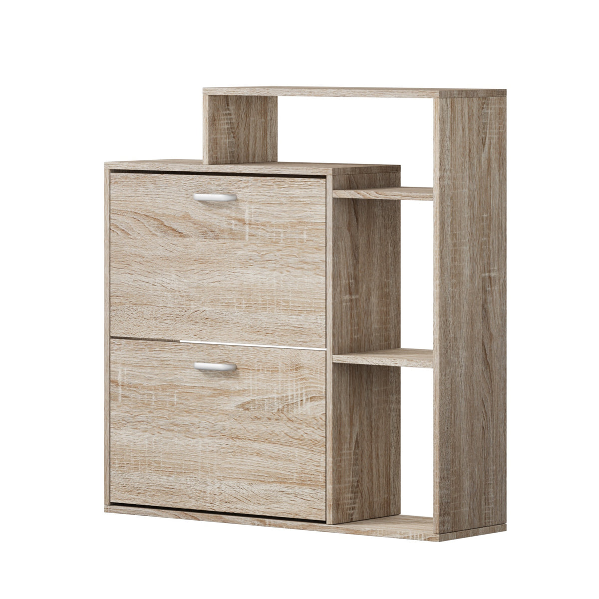 Oikiture Shoe Cabinet Storage 2 Doors Shoes Rack Display Wooden with Shelves - Sunyee