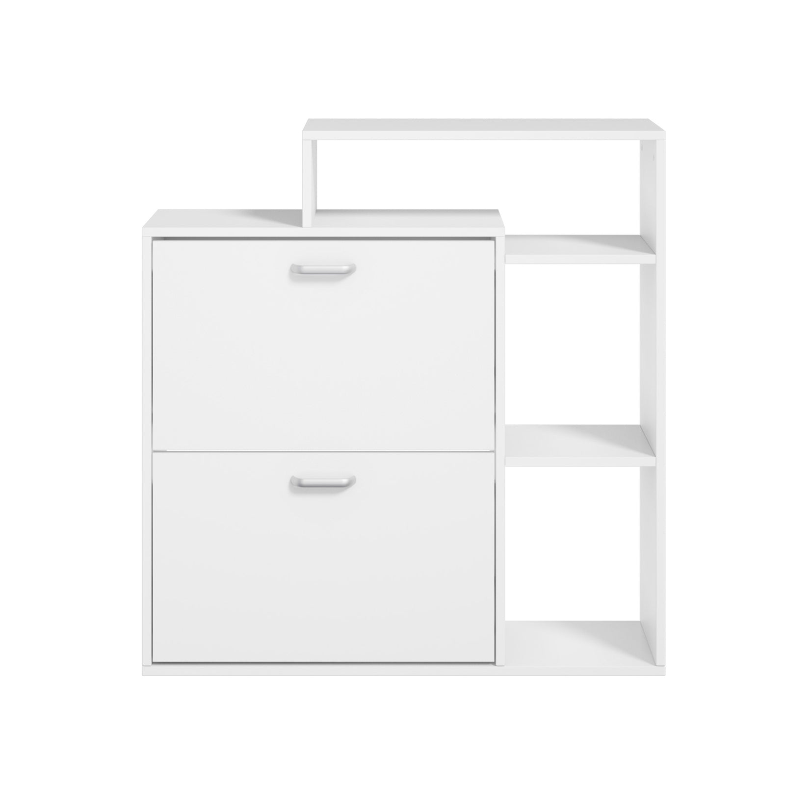 Oikiture Shoe Cabinet Storage 2 Doors Shoes Rack Display Wooden Shelves White - Sunyee