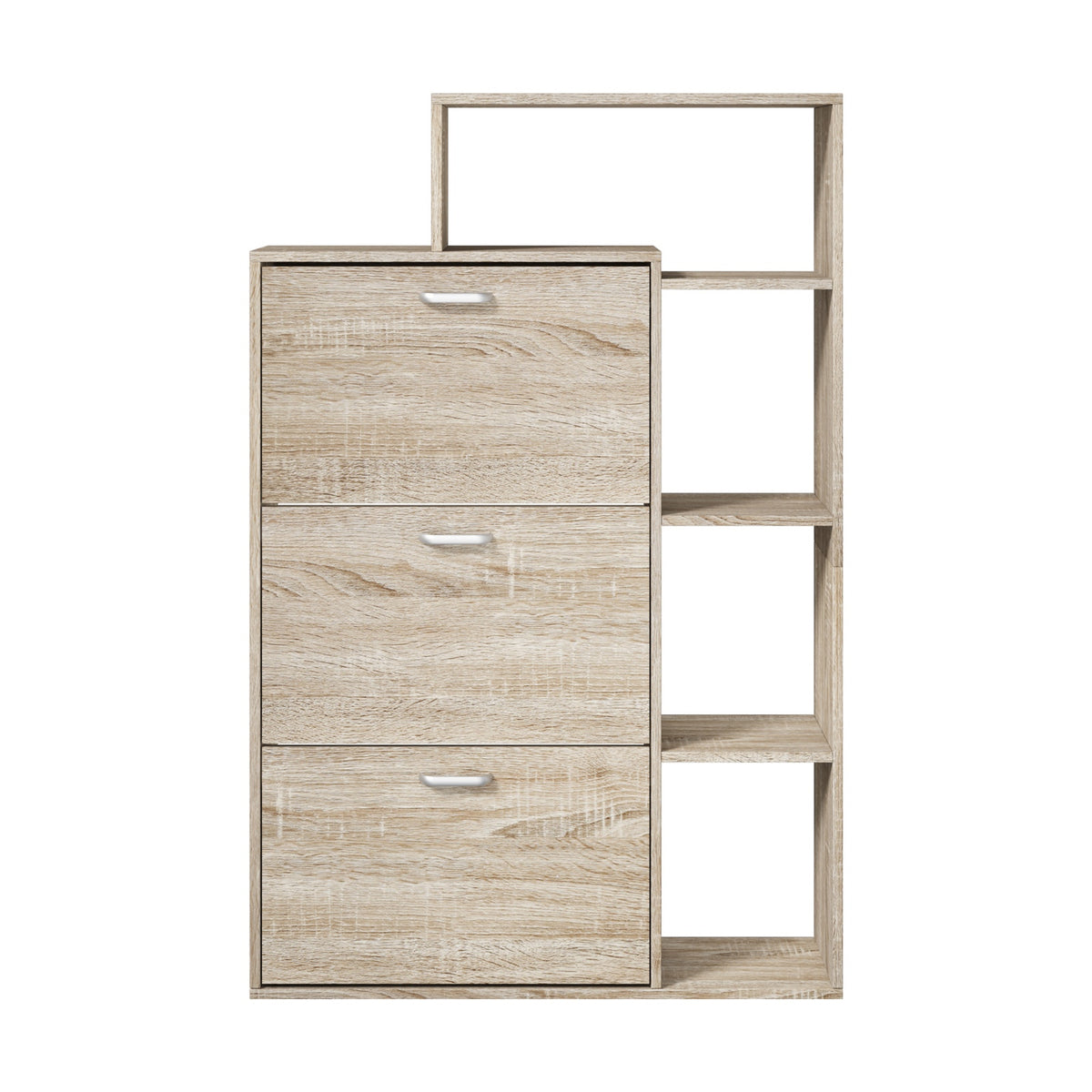 Oikiture Shoe Cabinet Storage 3 Doors Shoes Rack Display Wooden with Shelves - Sunyee