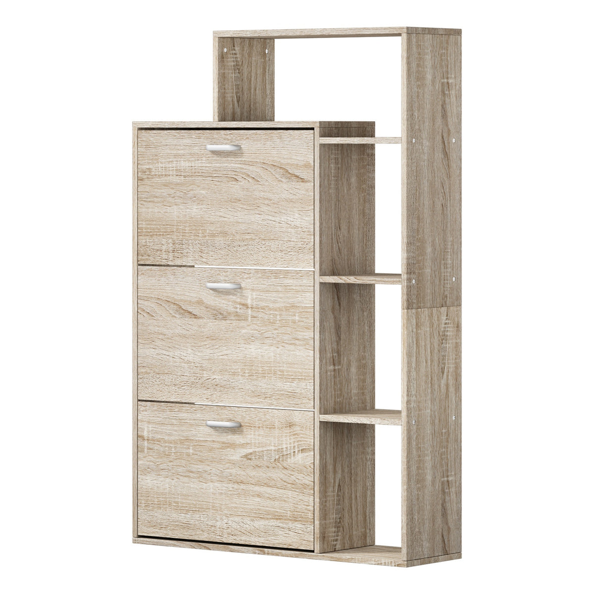 Oikiture Shoe Cabinet Storage 3 Doors Shoes Rack Display Wooden with Shelves - Sunyee