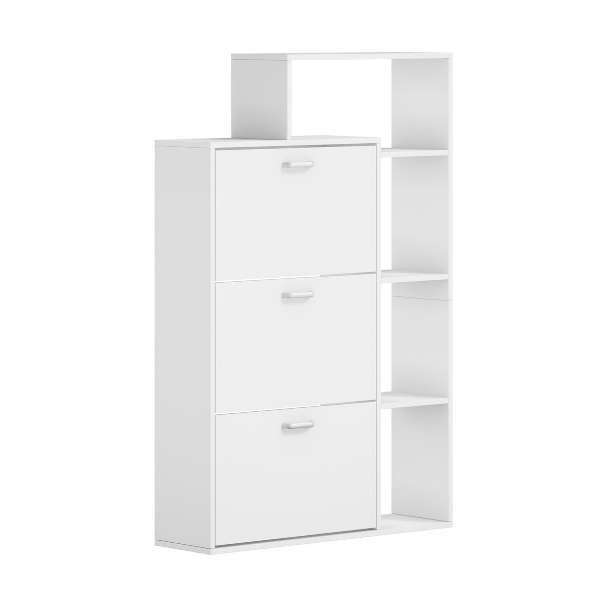 Oikiture Shoe Cabinet Storage 3 Doors Shoes Rack Display Wooden Shelves White - Sunyee