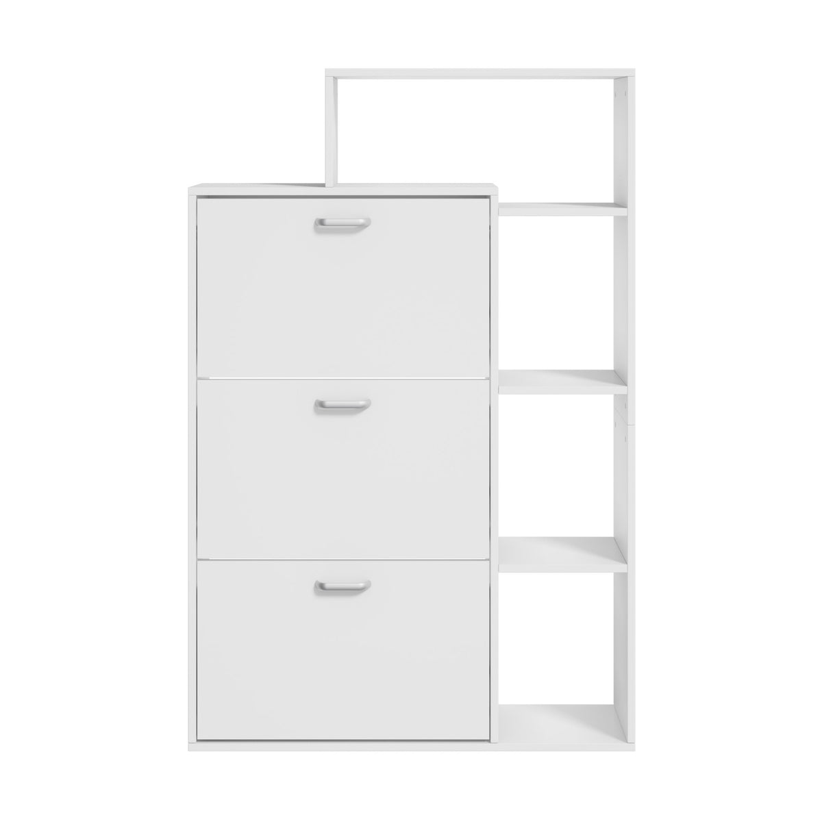 Oikiture Shoe Cabinet Storage 3 Doors Shoes Rack Display Wooden Shelves White - Sunyee
