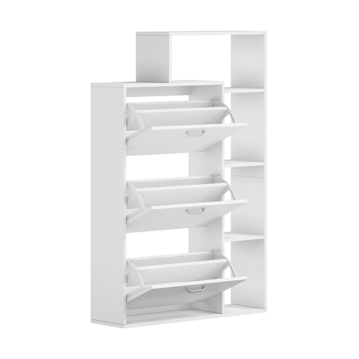 Oikiture Shoe Cabinet Storage 3 Doors Shoes Rack Display Wooden Shelves White - Sunyee