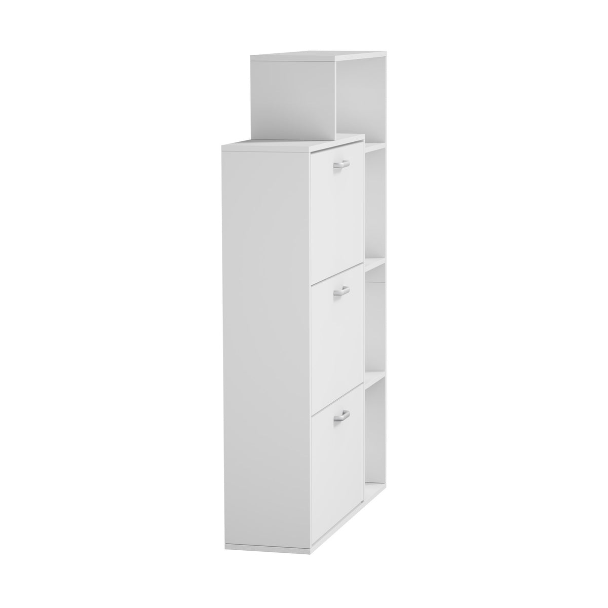 Oikiture Shoe Cabinet Storage 3 Doors Shoes Rack Display Wooden Shelves White - Sunyee