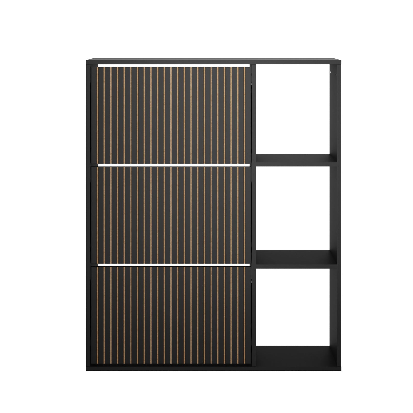 Oikiture Shoe Rack Storage Cabinet with Display Shelves Organiser Black - Sunyee