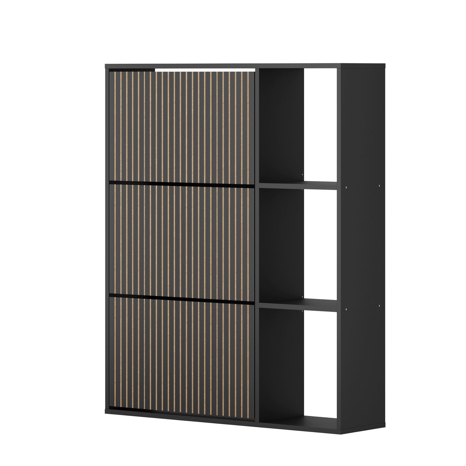 Oikiture Shoe Rack Storage Cabinet with Display Shelves Organiser Black - Sunyee
