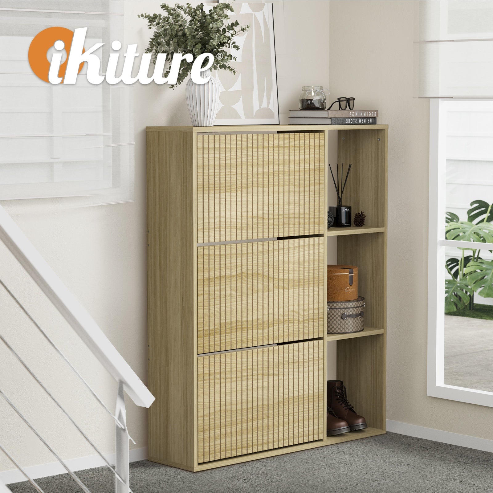 Oikiture Shoe Rack Storage Cabinet with Display Shelves Organiser 30 Pairs - Sunyee