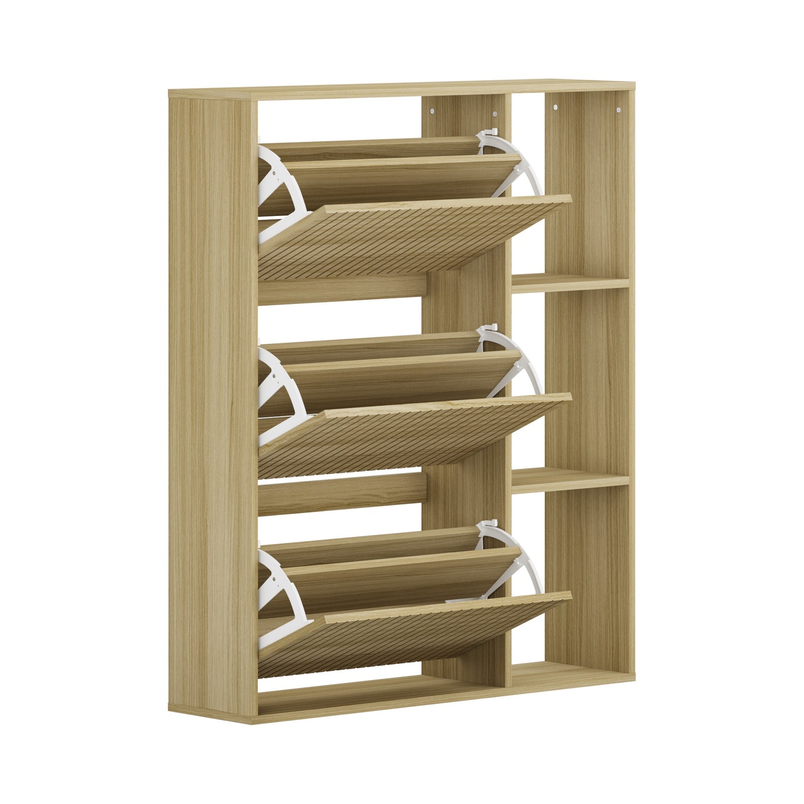 Oikiture Shoe Rack Storage Cabinet with Display Shelves Organiser Natural - Sunyee