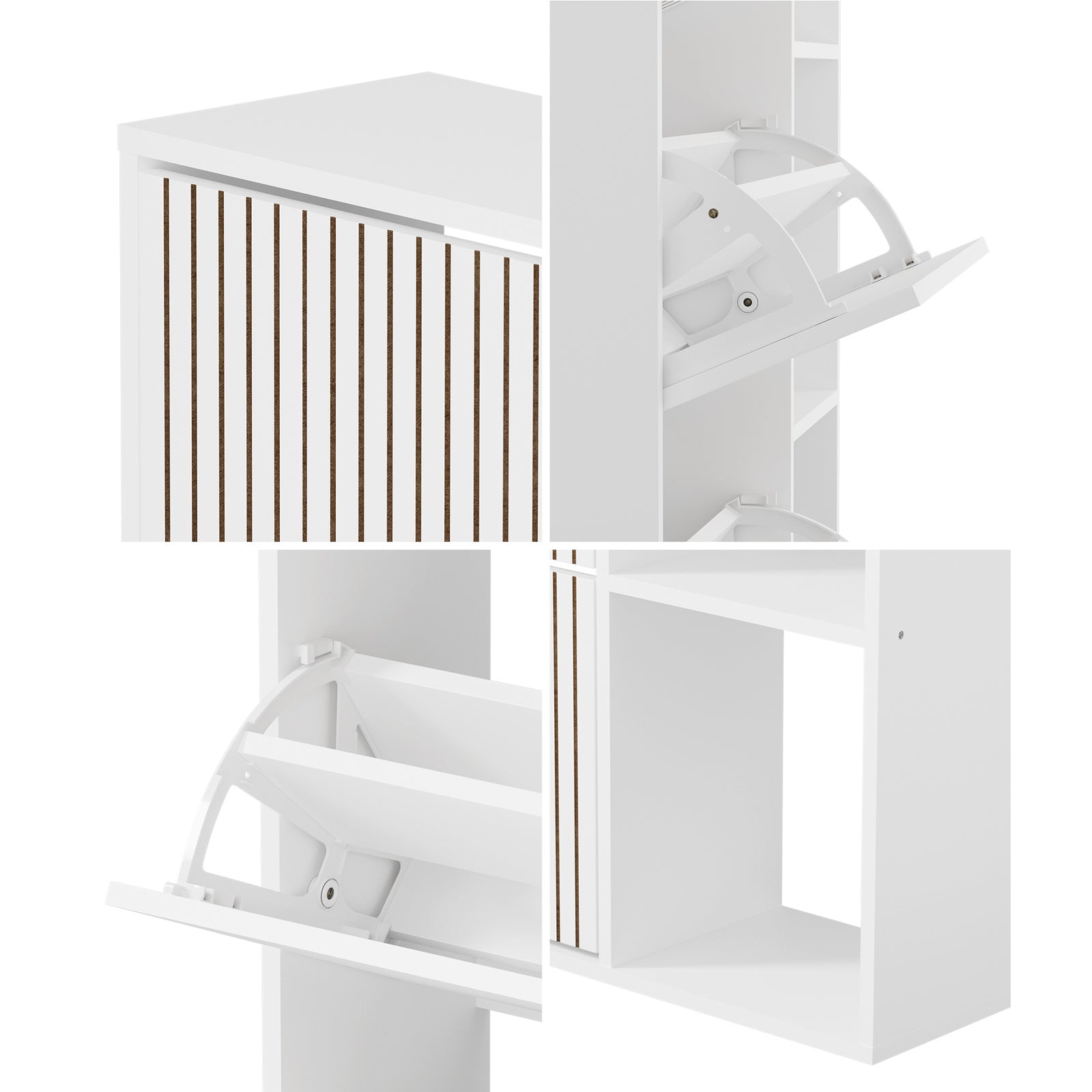 Oikiture Shoe Rack Storage Cabinet with Display Shelves Organiser White - Sunyee