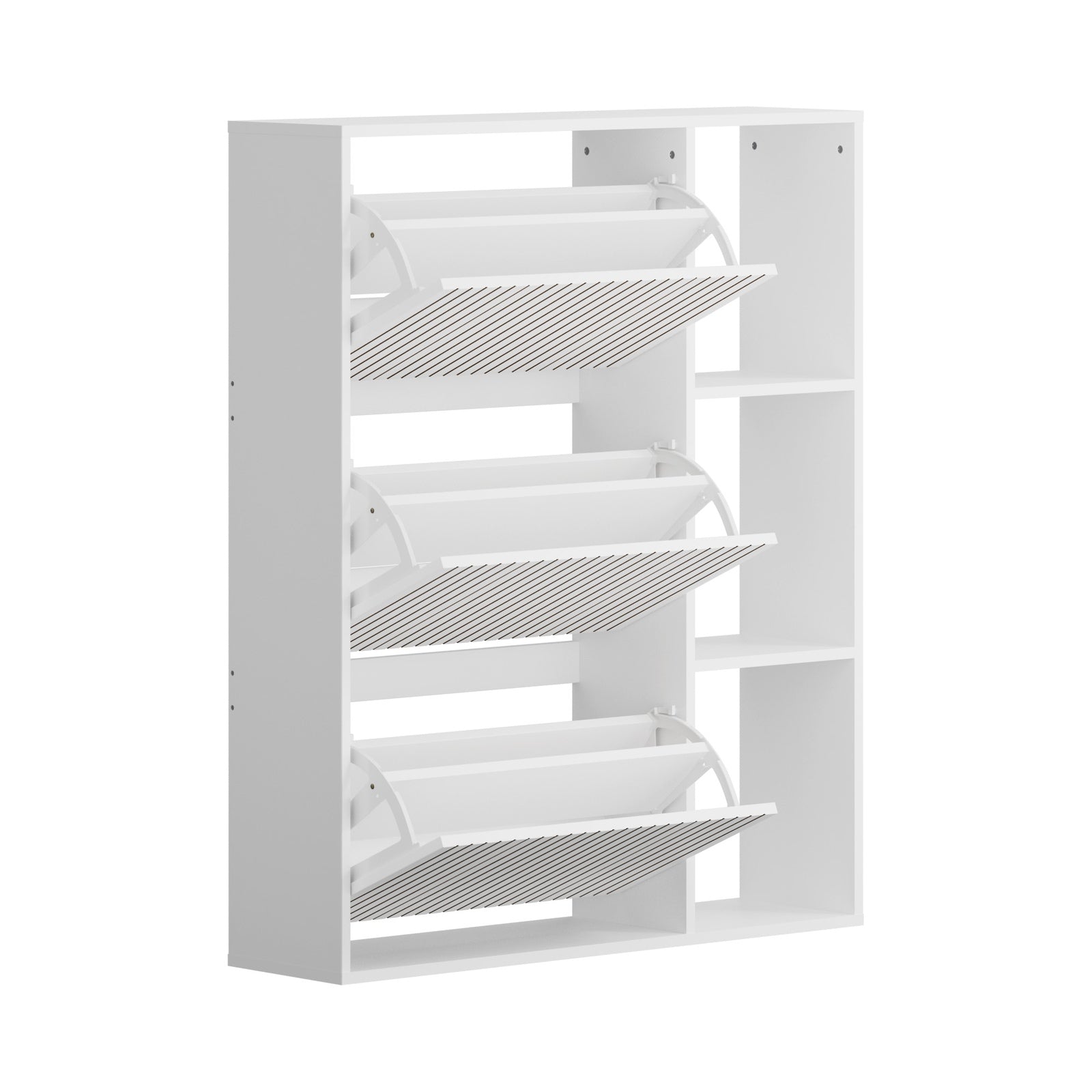 Oikiture Shoe Rack Storage Cabinet with Display Shelves Organiser White - Sunyee