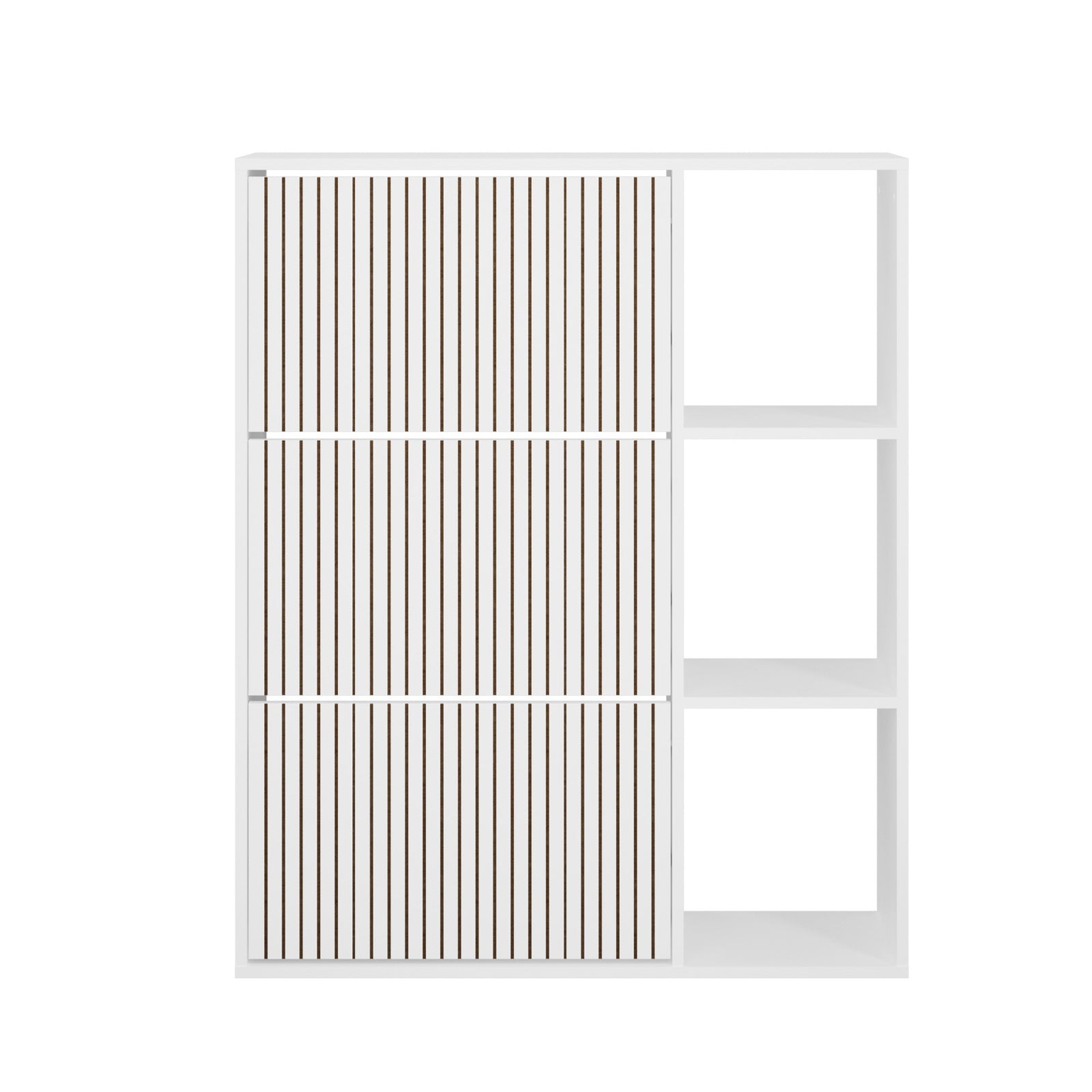 Oikiture Shoe Rack Storage Cabinet with Display Shelves Organiser White - Sunyee