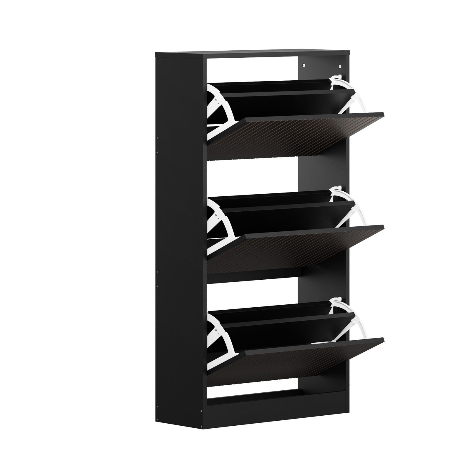 Oikiture Shoe Rack Storage Cabinet Organiser Drawers 3 Doors Black - Sunyee