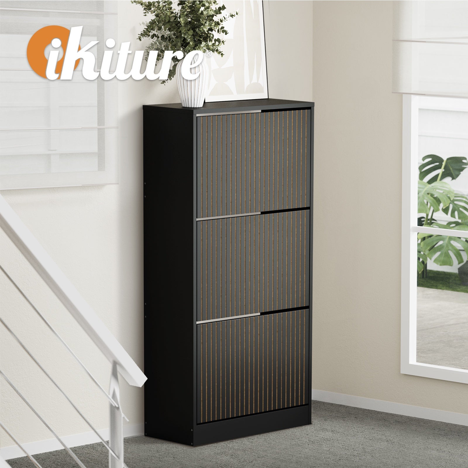 Oikiture Shoe Rack Storage Cabinet Organiser Drawers 3 Doors 30 Pairs - Sunyee