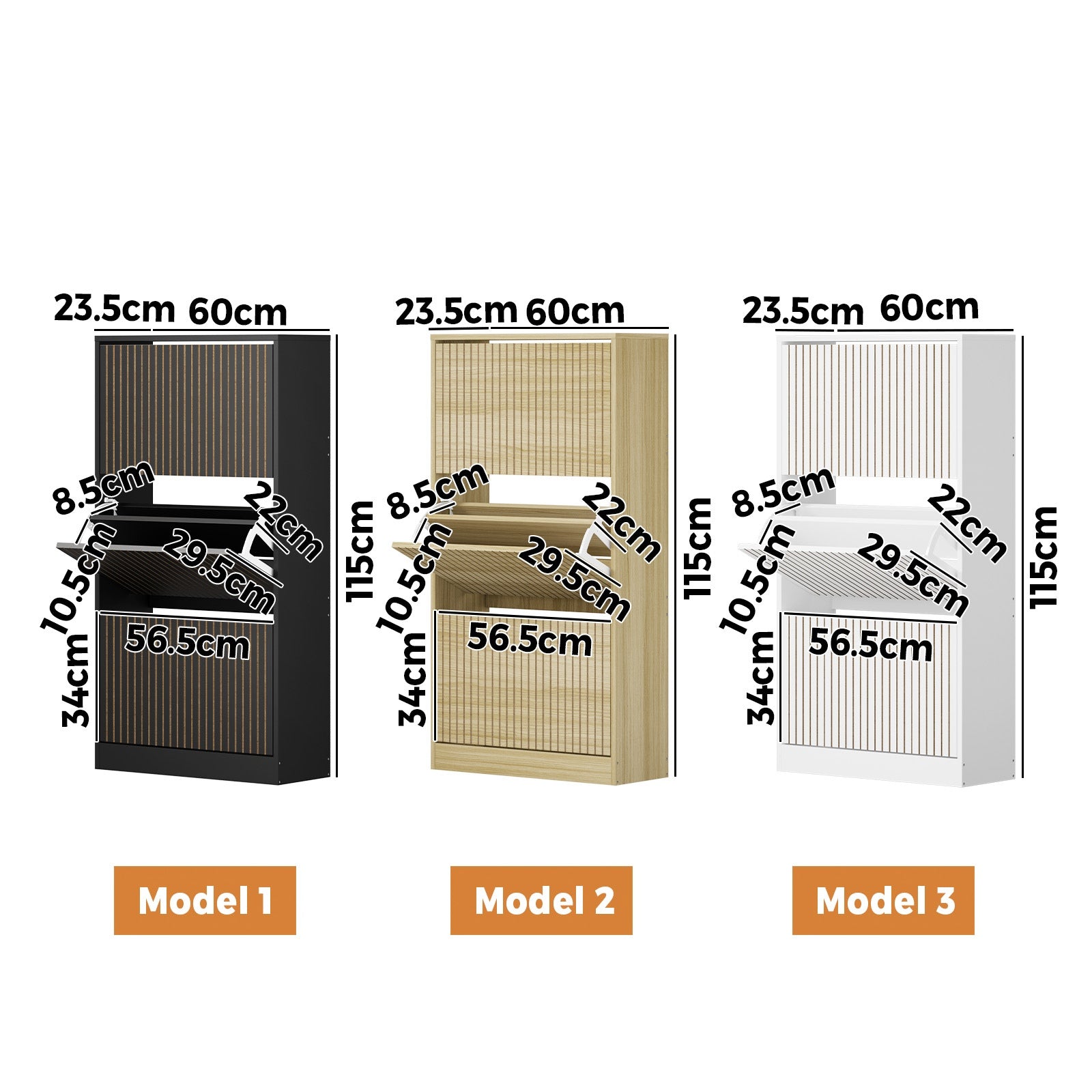 Oikiture Shoe Rack Storage Cabinet Organiser Drawers 3 Doors 30 Pairs - Sunyee