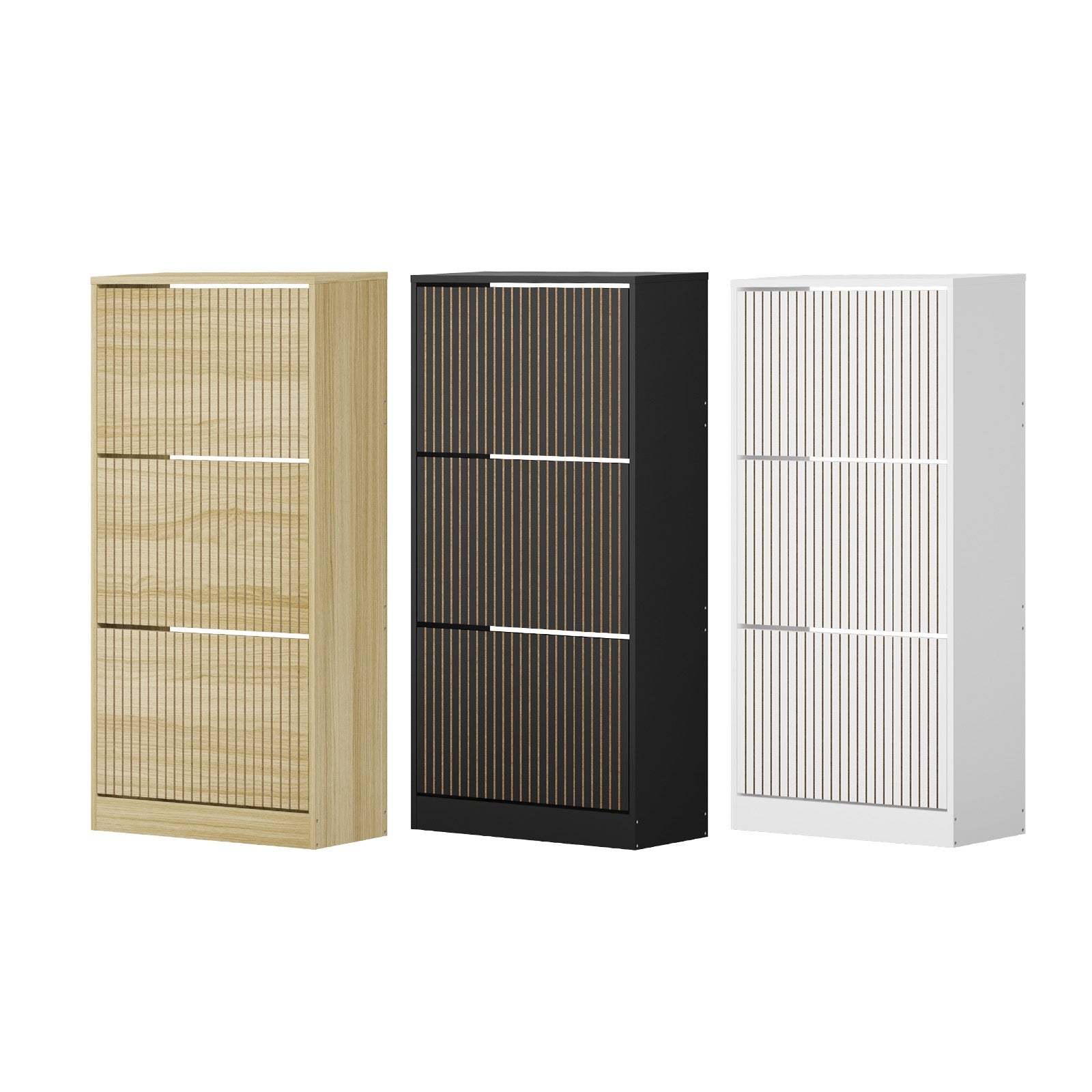 Oikiture Shoe Rack Storage Cabinet Organiser Drawers 3 Doors 30 Pairs - Sunyee