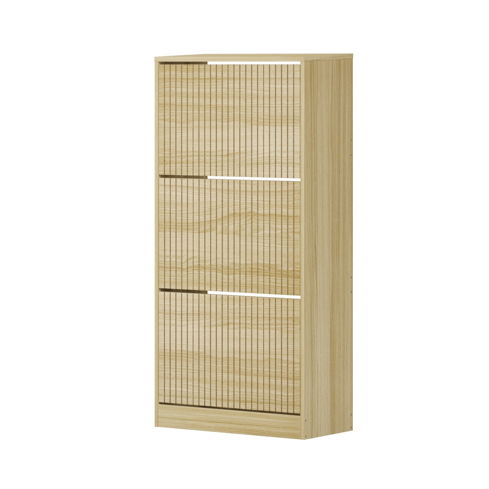 Oikiture Shoe Rack Storage Cabinet Organiser Drawers 3 Doors Natural - Sunyee