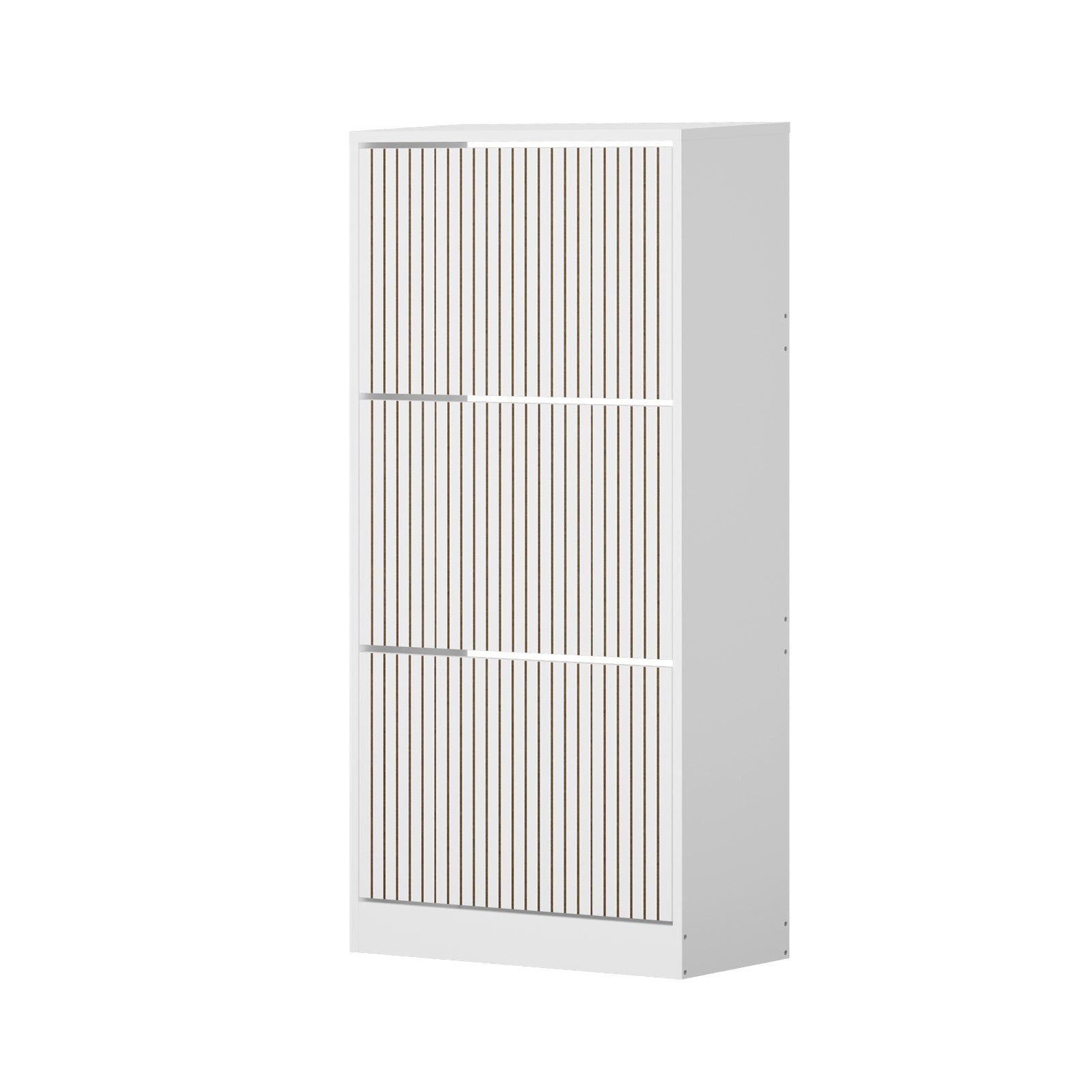 Oikiture Shoe Rack Storage Cabinet Organiser Drawers 3 Doors White - Sunyee