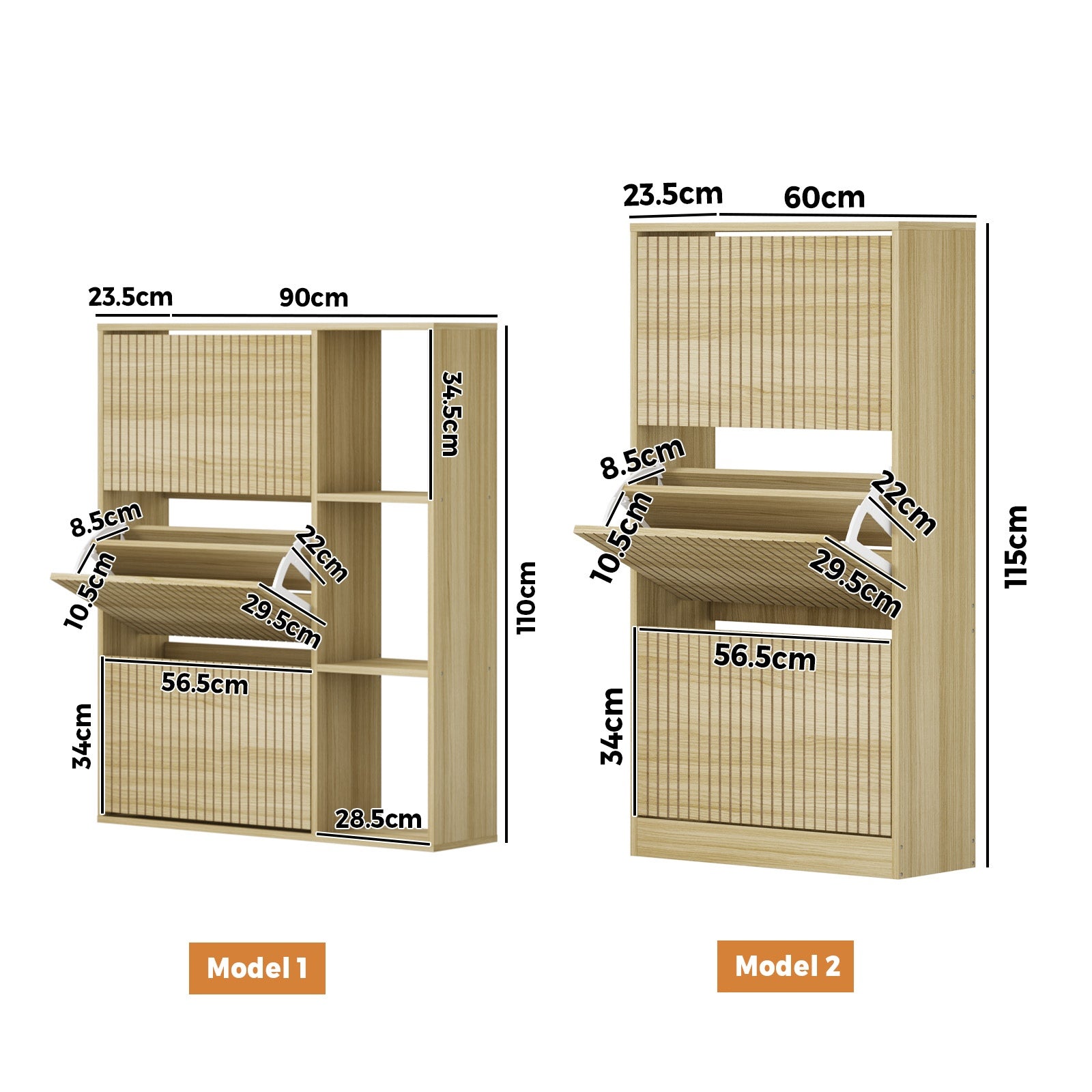 Oikiture Shoe Rack Storage Cabinet Organiser Shelf 3 Doors 30 Pairs - Sunyee