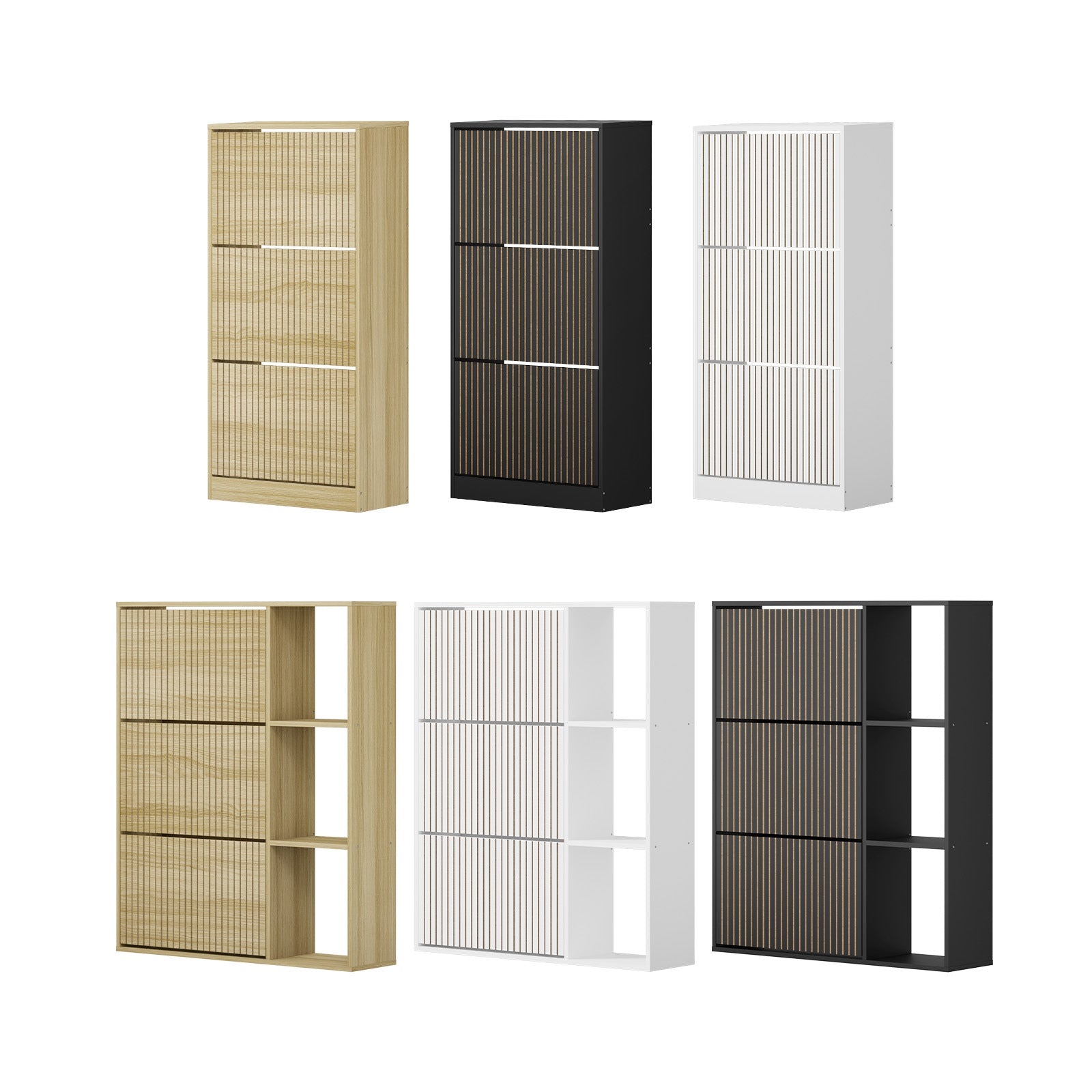 Oikiture Shoe Rack Storage Cabinet Organiser Shelf 3 Doors 30 Pairs - Sunyee