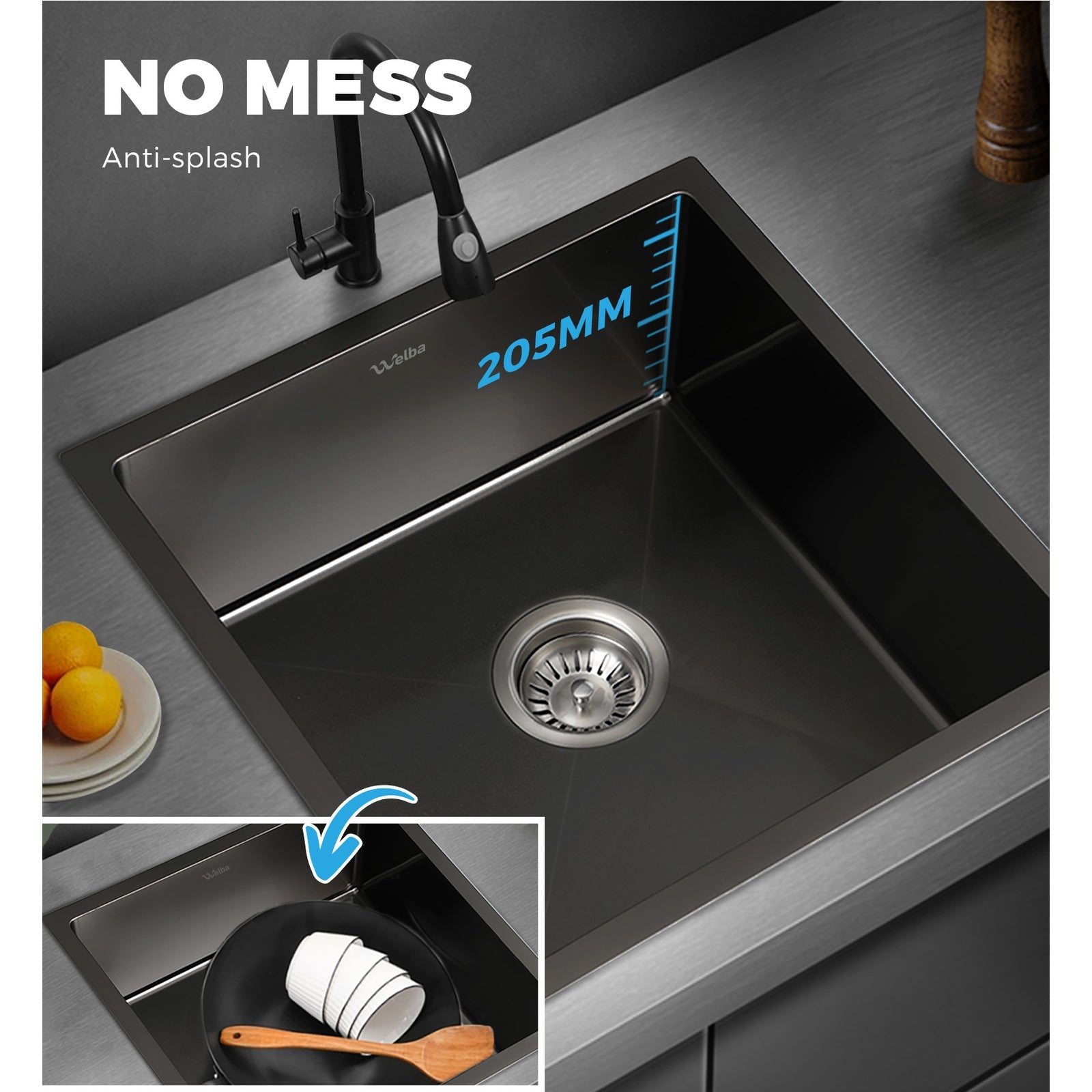 Welba Kitchen Sink Stainless Steel Laundry Sink Under/Top Mount Single Bowl - Sunyee
