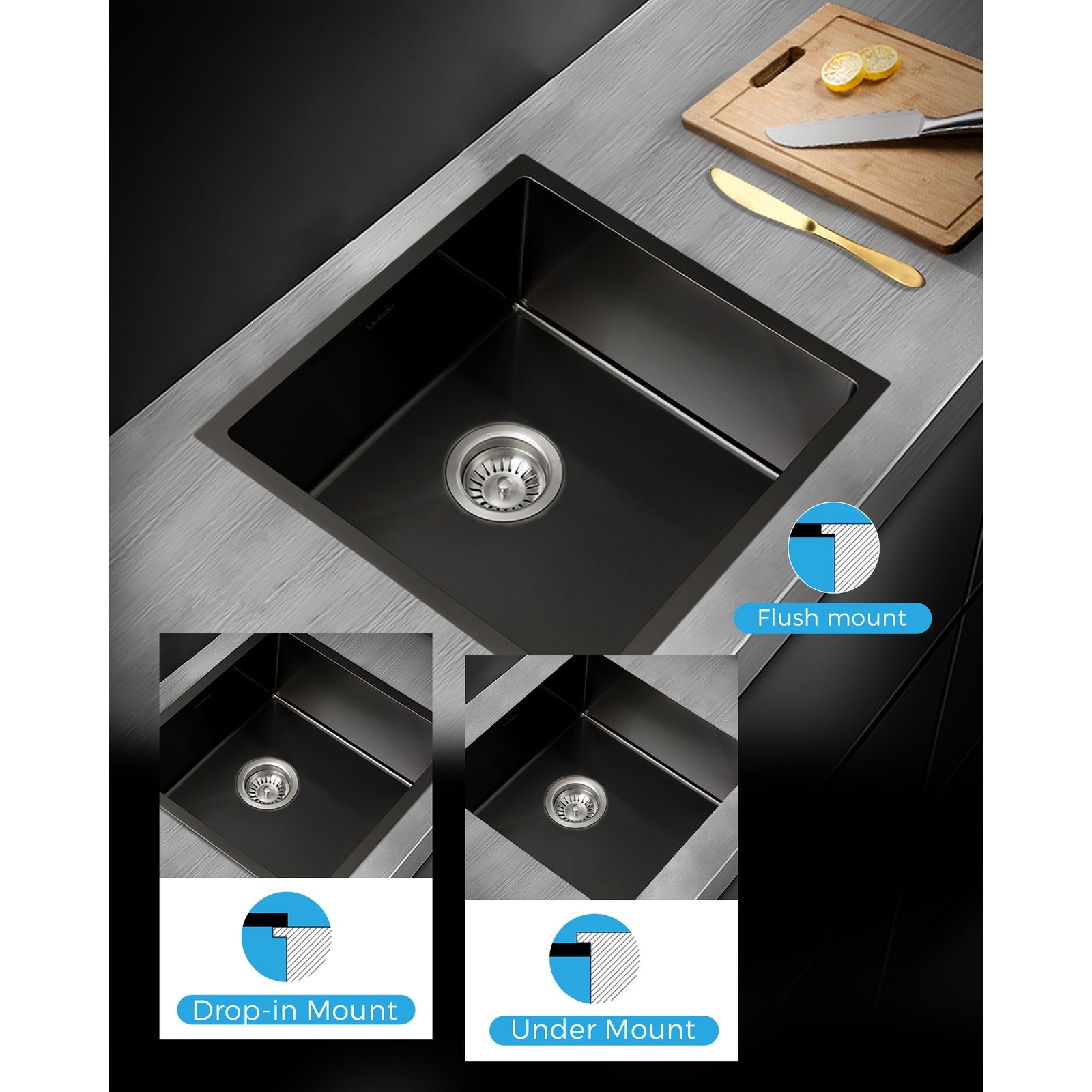 Welba Kitchen Sink Stainless Steel Laundry Sink Under/Top Mount Single Bowl - Sunyee