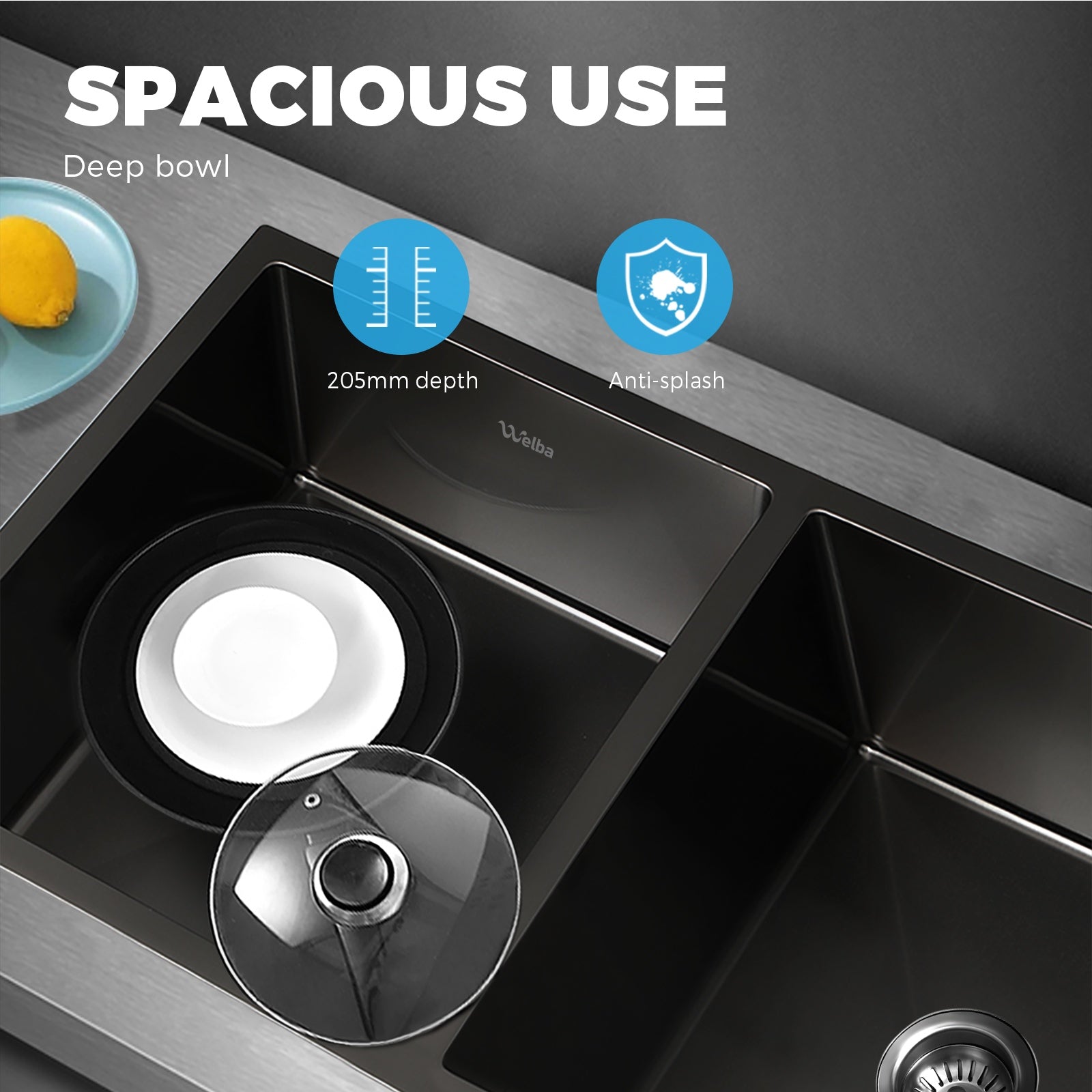 Welba Stainless Steel Kitchen Sink Laundry Bathroom Under/Top Mount Double Bowls - Sunyee