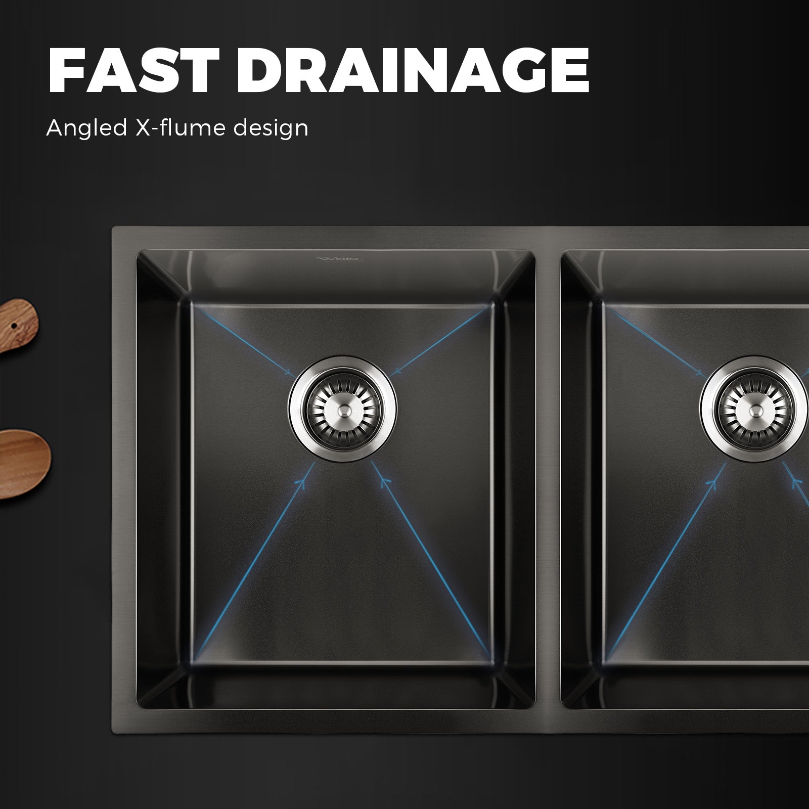 Welba Stainless Steel Kitchen Sink Laundry Bathroom Under/Top Mount Double Bowls - Sunyee