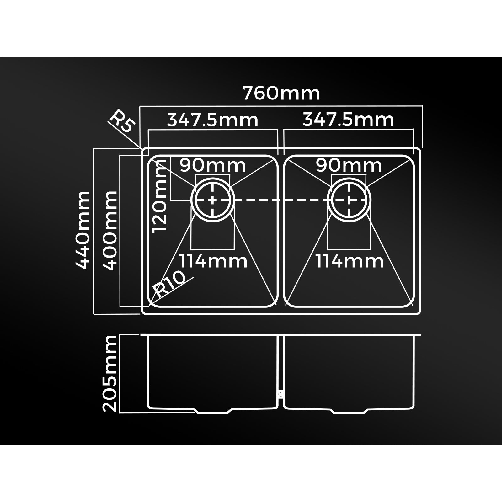 Welba Stainless Steel Kitchen Sink Laundry Bathroom Under/Top Mount Double Bowls - Sunyee