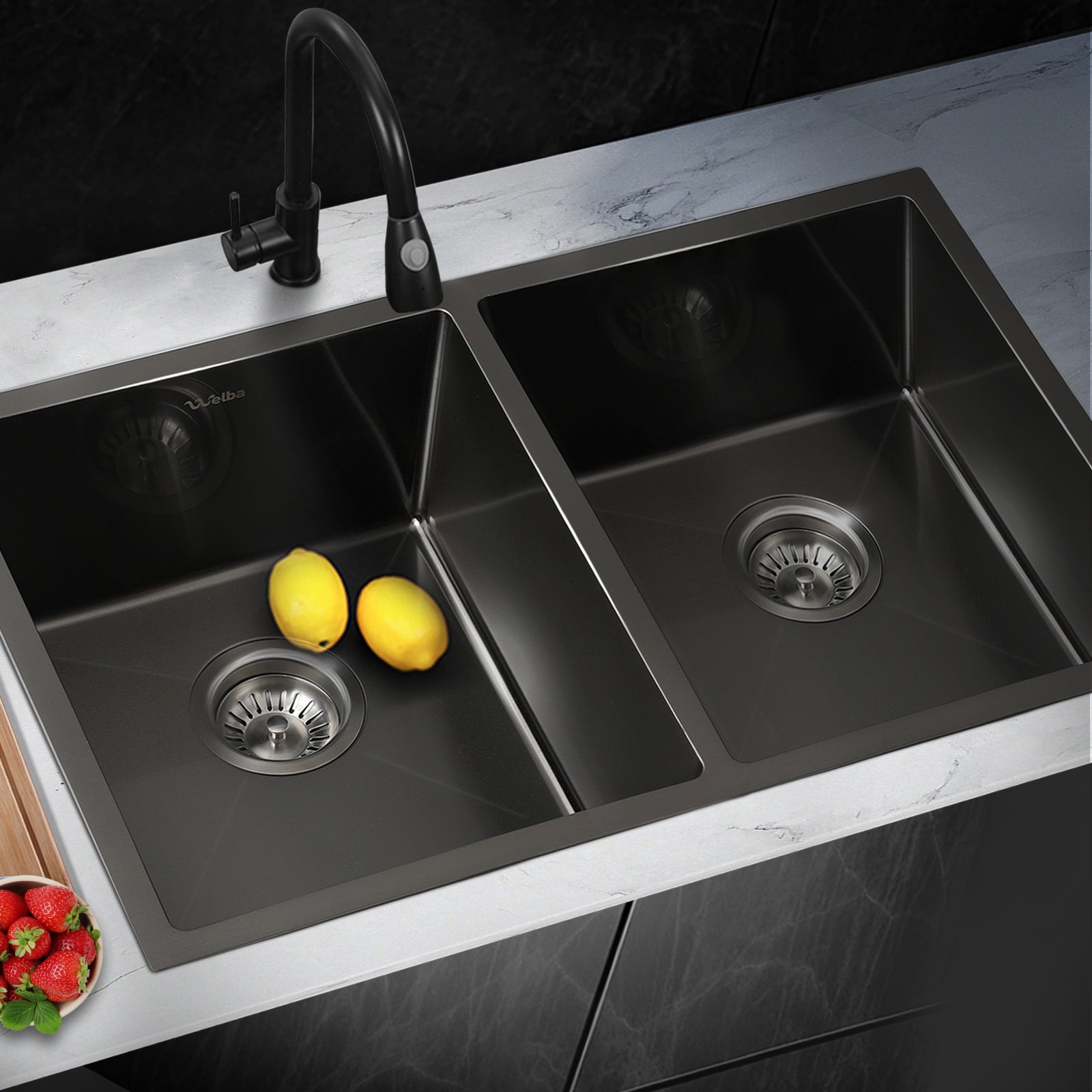 Welba Stainless Steel Kitchen Sink Laundry Bathroom Under/Top Mount Double Bowls - Sunyee
