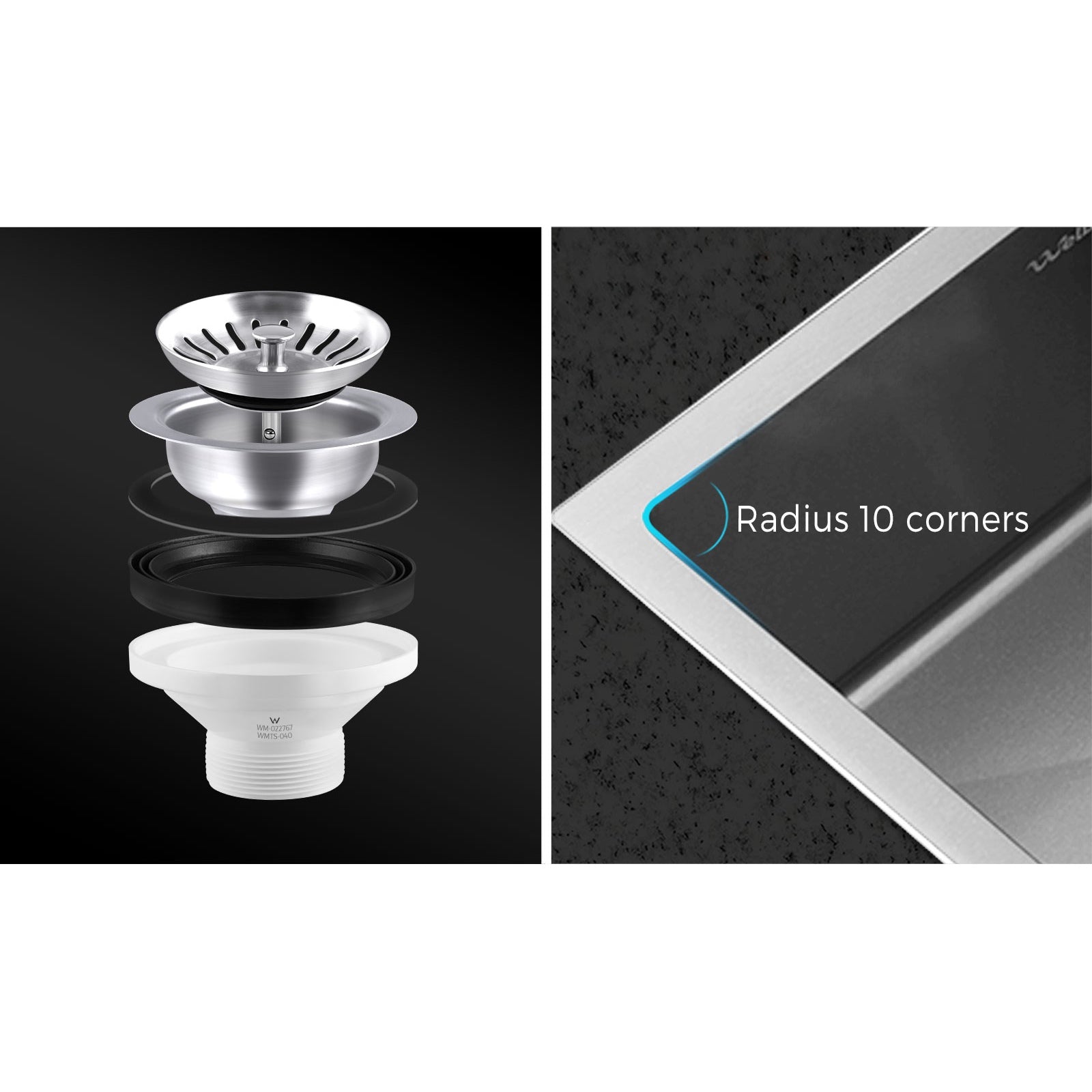 Welba Kitchen Sink Stainless Steel Bathroom Laundry Basin Single Silver 44X38CM - Sunyee