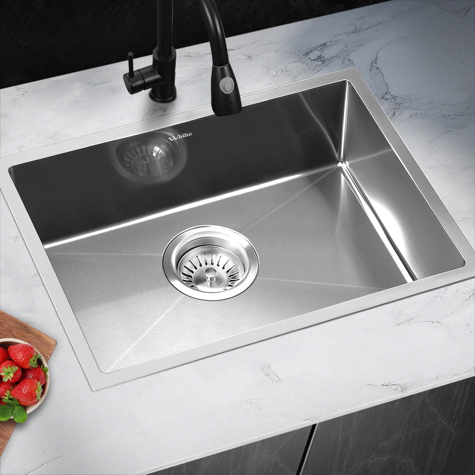 Welba Kitchen Sink Stainless Steel Bathroom Laundry Basin Single Silver 45X30CM - Sunyee
