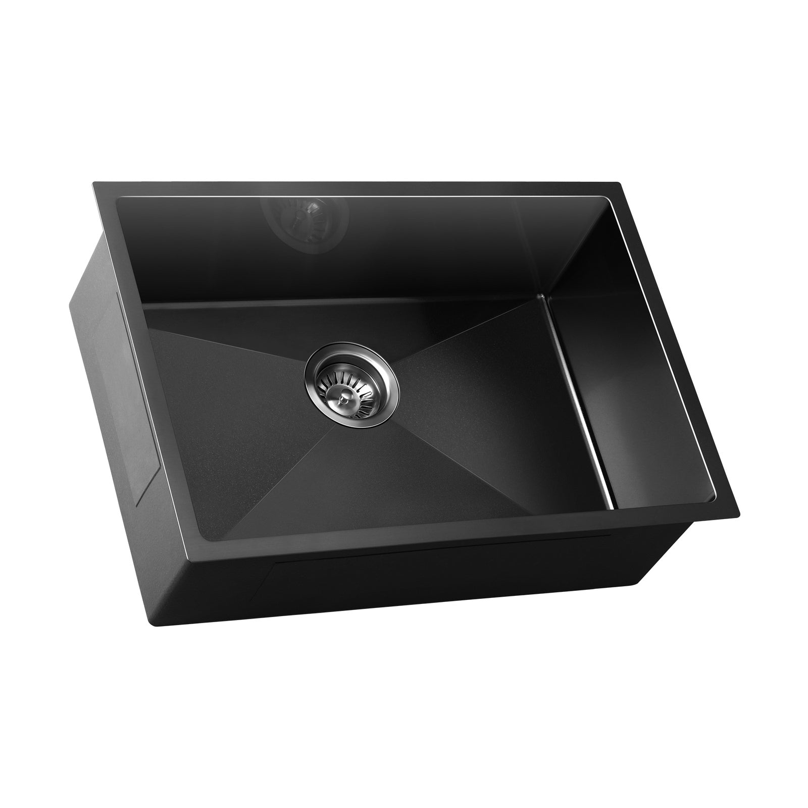 Welba Kitchen Sink Stainless Steel Bathroom Laundry Basin Single Black 60X45CM - Sunyee