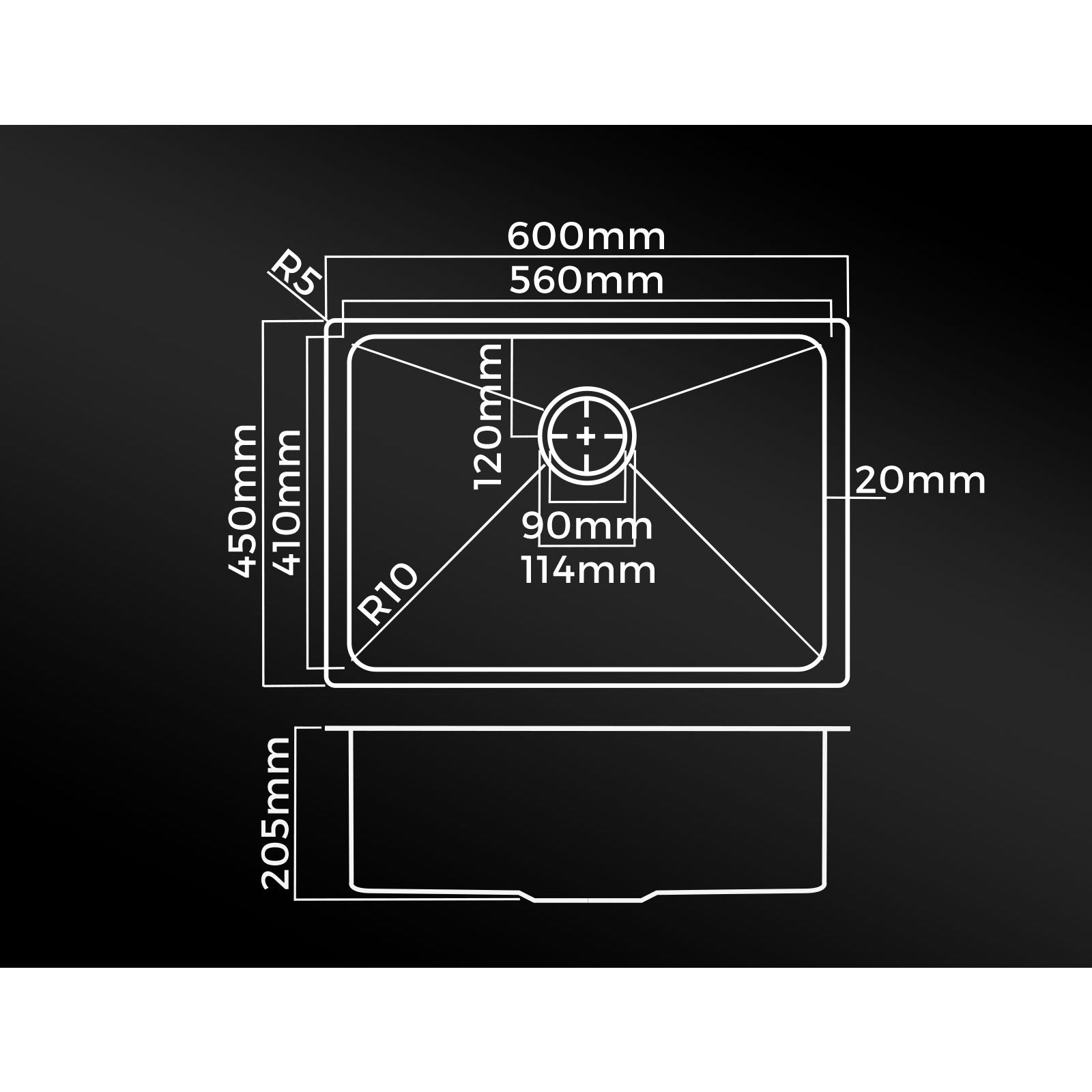 Welba Kitchen Sink Stainless Steel Bathroom Laundry Basin Single Silver 60X45CM - Sunyee