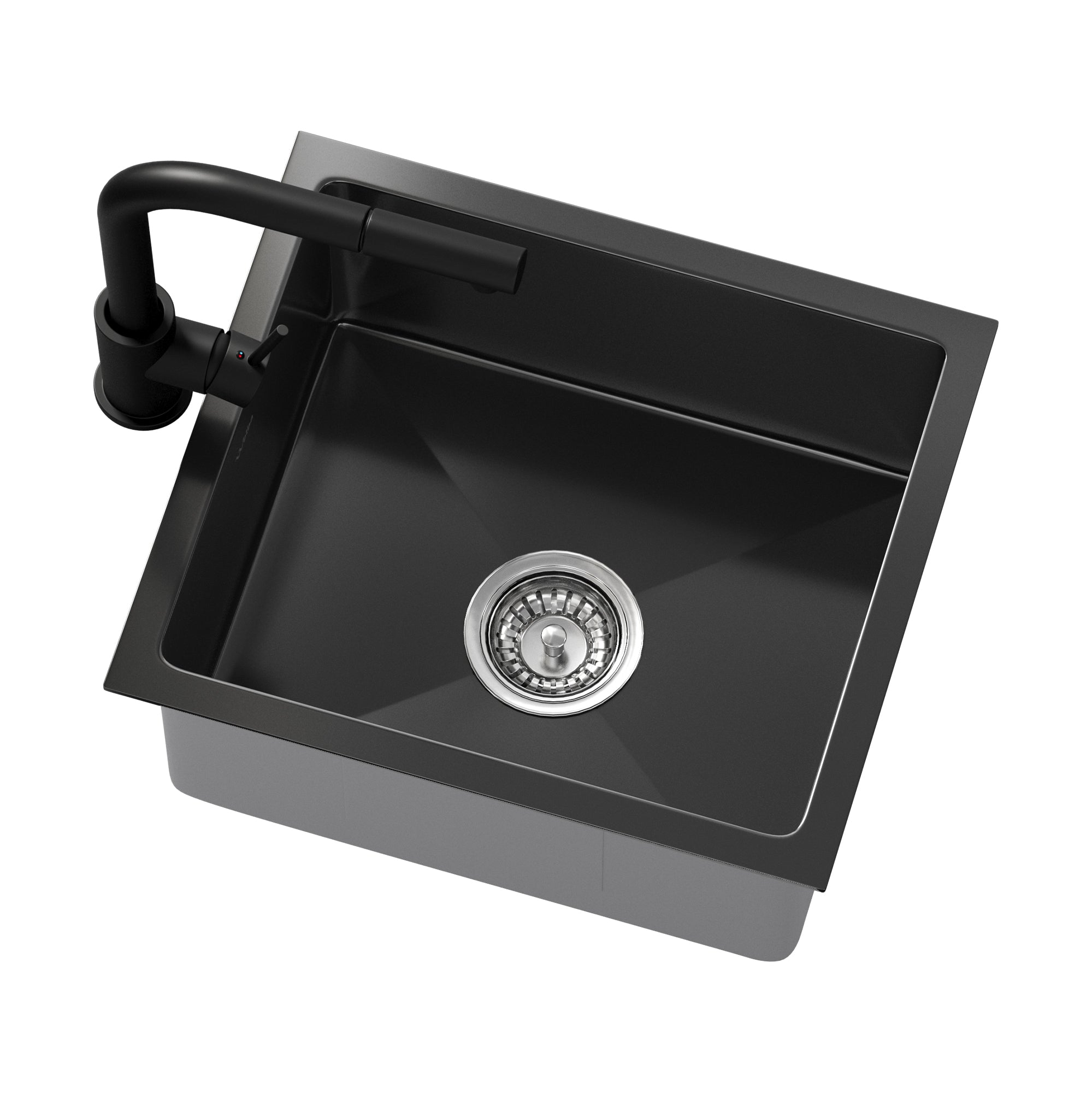 Welba Kitchen Sink 44X38CM With Pull Out Mixer Tap Stainless Steel Basin Black - Sunyee