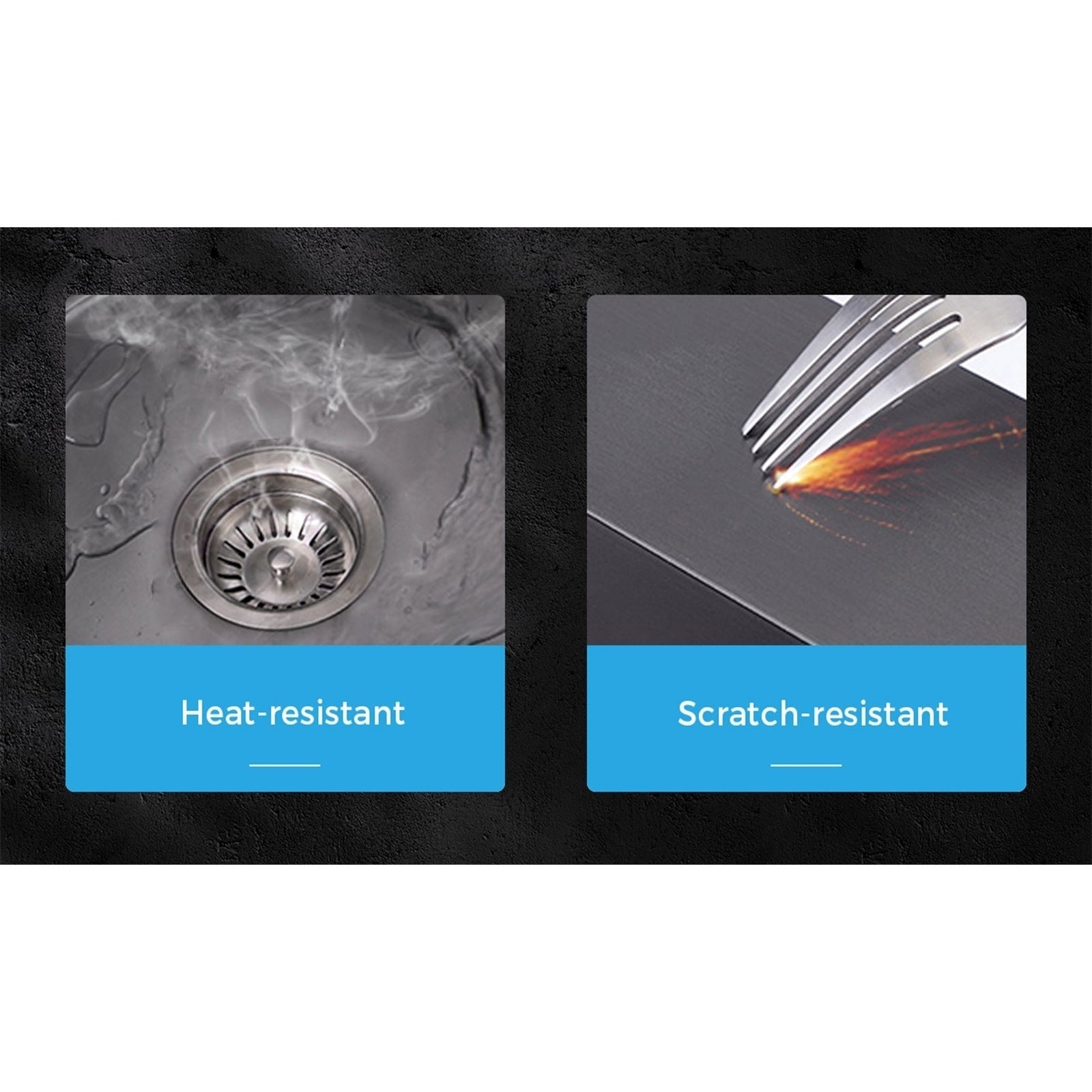 Welba Kitchen Sink 44X38CM Stainless Steel Single Bowl Basin With Waste Black - Sunyee