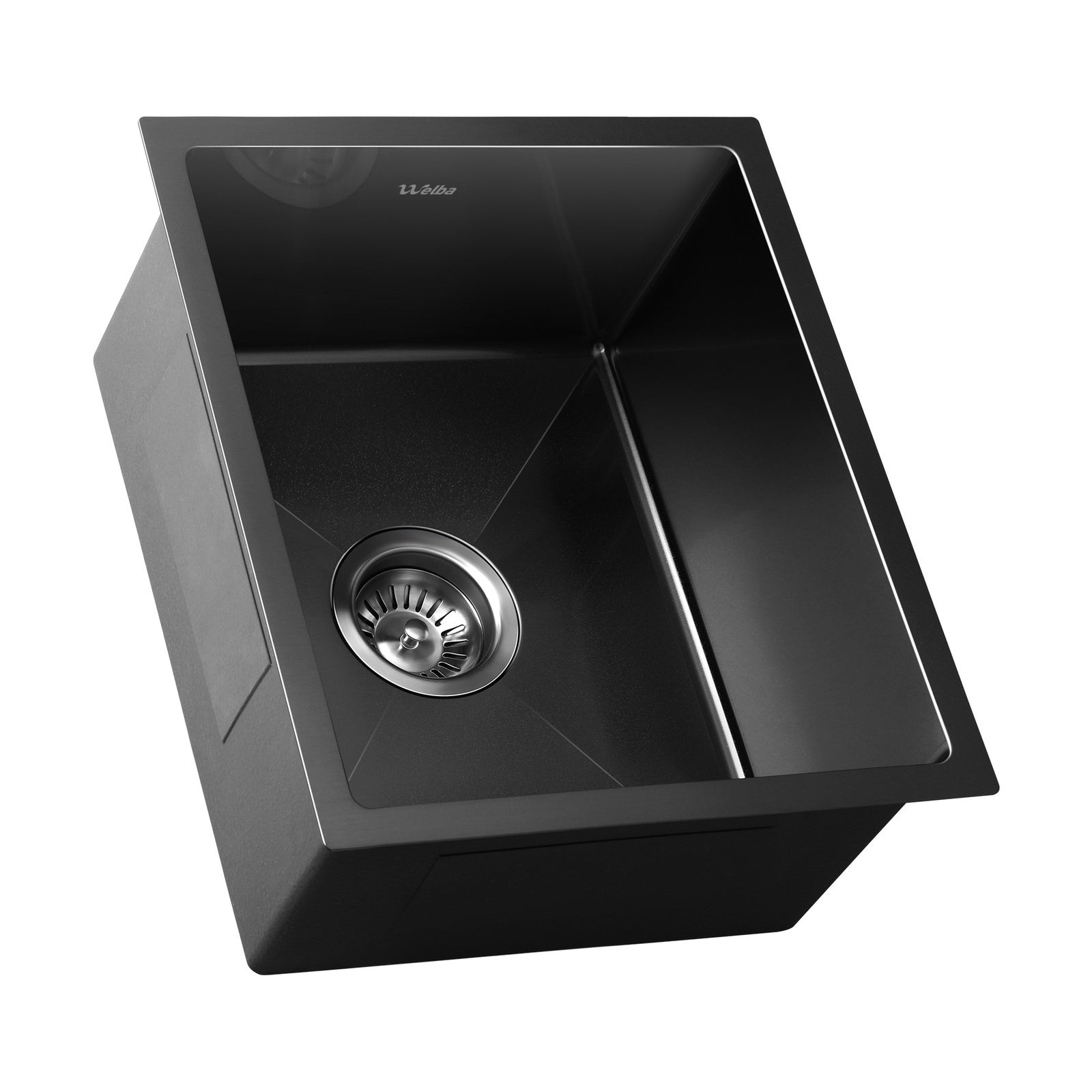 Welba Kitchen Sink 44X38CM Stainless Steel Single Bowl Basin With Waste Black - Sunyee
