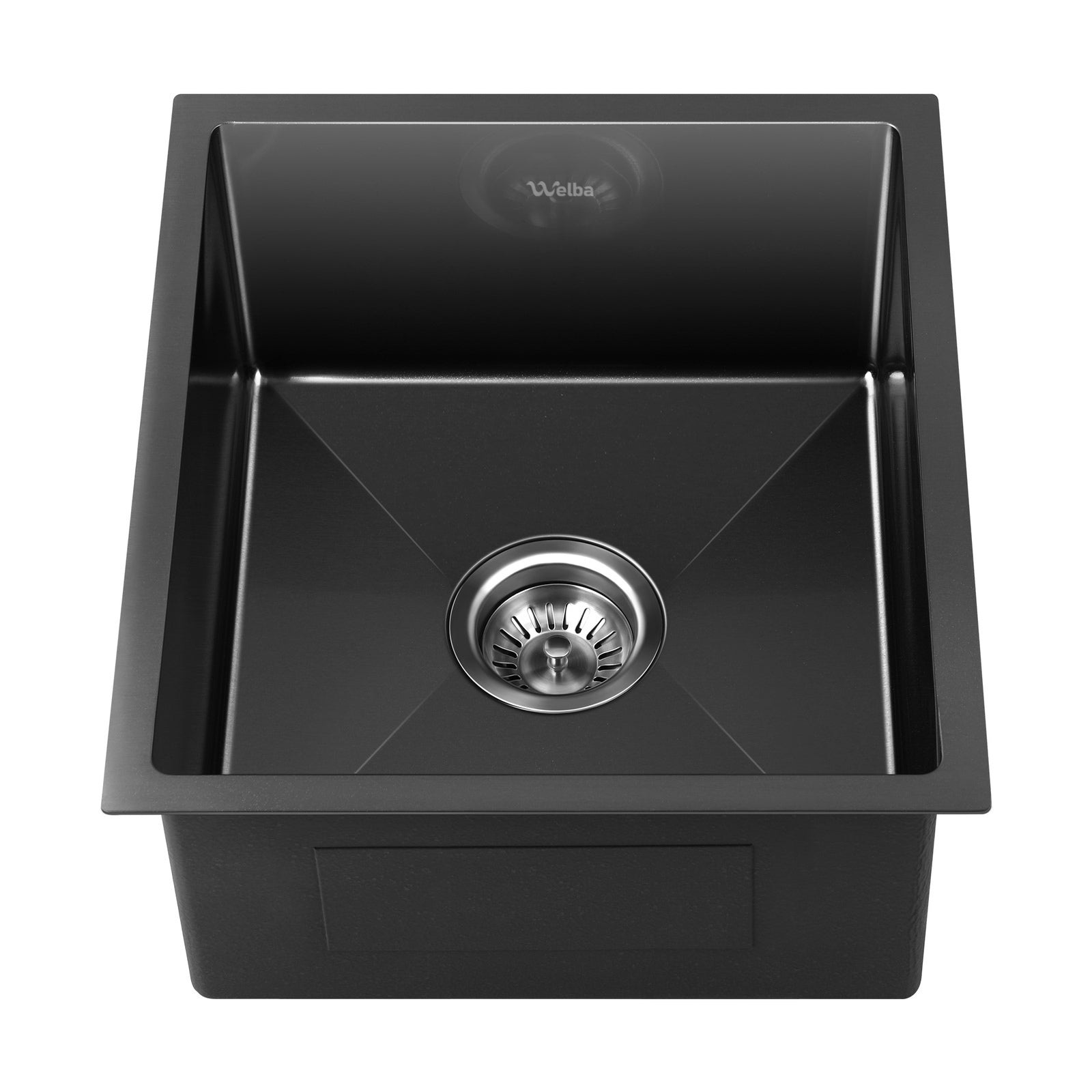 Welba Kitchen Sink 44X38CM Stainless Steel Single Bowl Basin With Waste Black - Sunyee